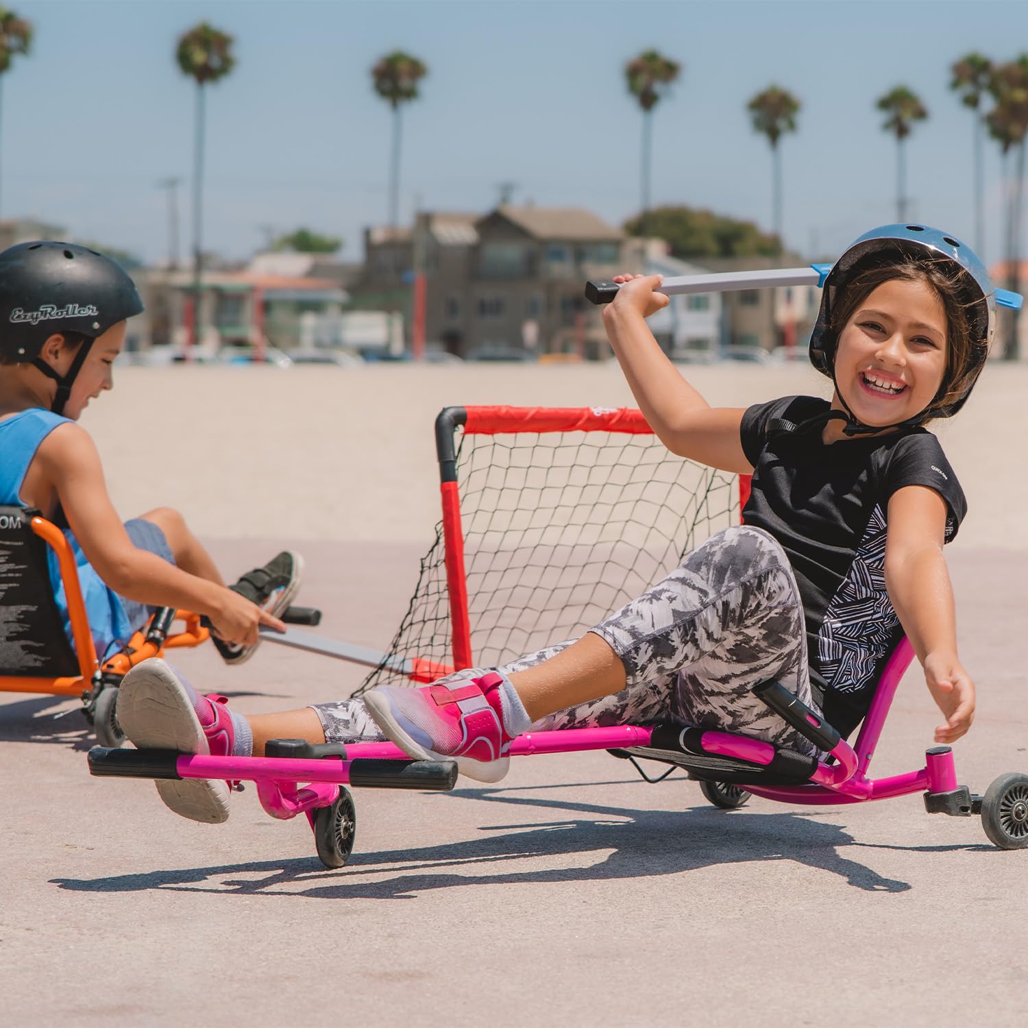 Ezyroller Kit de hockey football pour enfants à partir de 4 ans But d'entraînement extérieur Jouet pour enfants But de football Minitor Portail de hockey Jouet