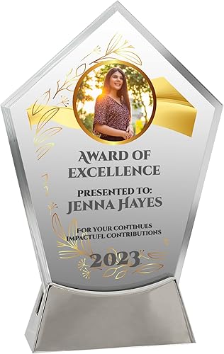 Placa de vidrio personalizada de 7 12 pulgadas para premios y trofeos, premio personalizado para empleado del mes, regalo de jubilación, liderazgo y