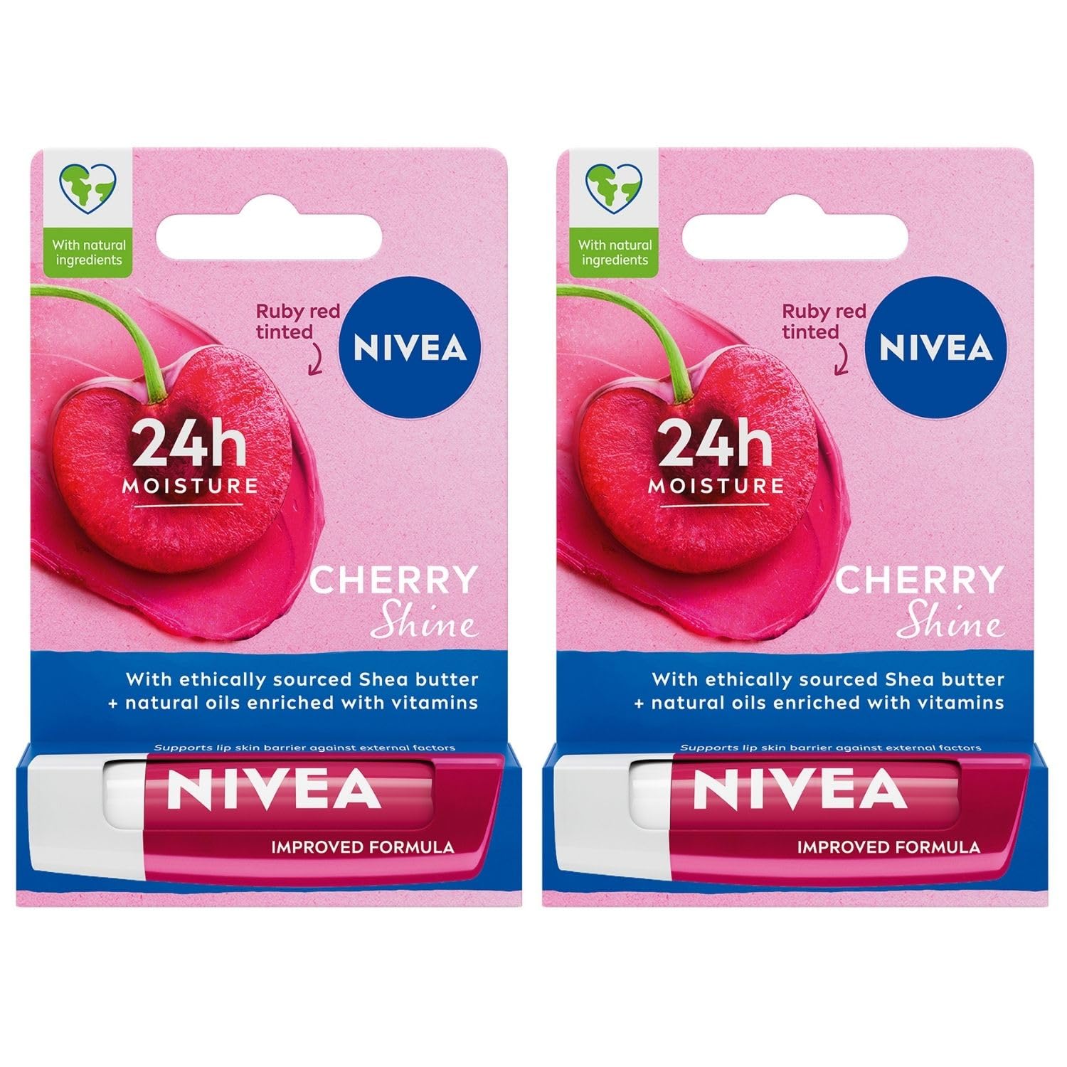 NIVEA Kiraz Dudak Bakım Kremi ve Parlatıcısı 4.8gr, Nemlendirici,Kırmızı Işıltı, Kiraz Kokusu,Avantajlı Paket,2x Adet