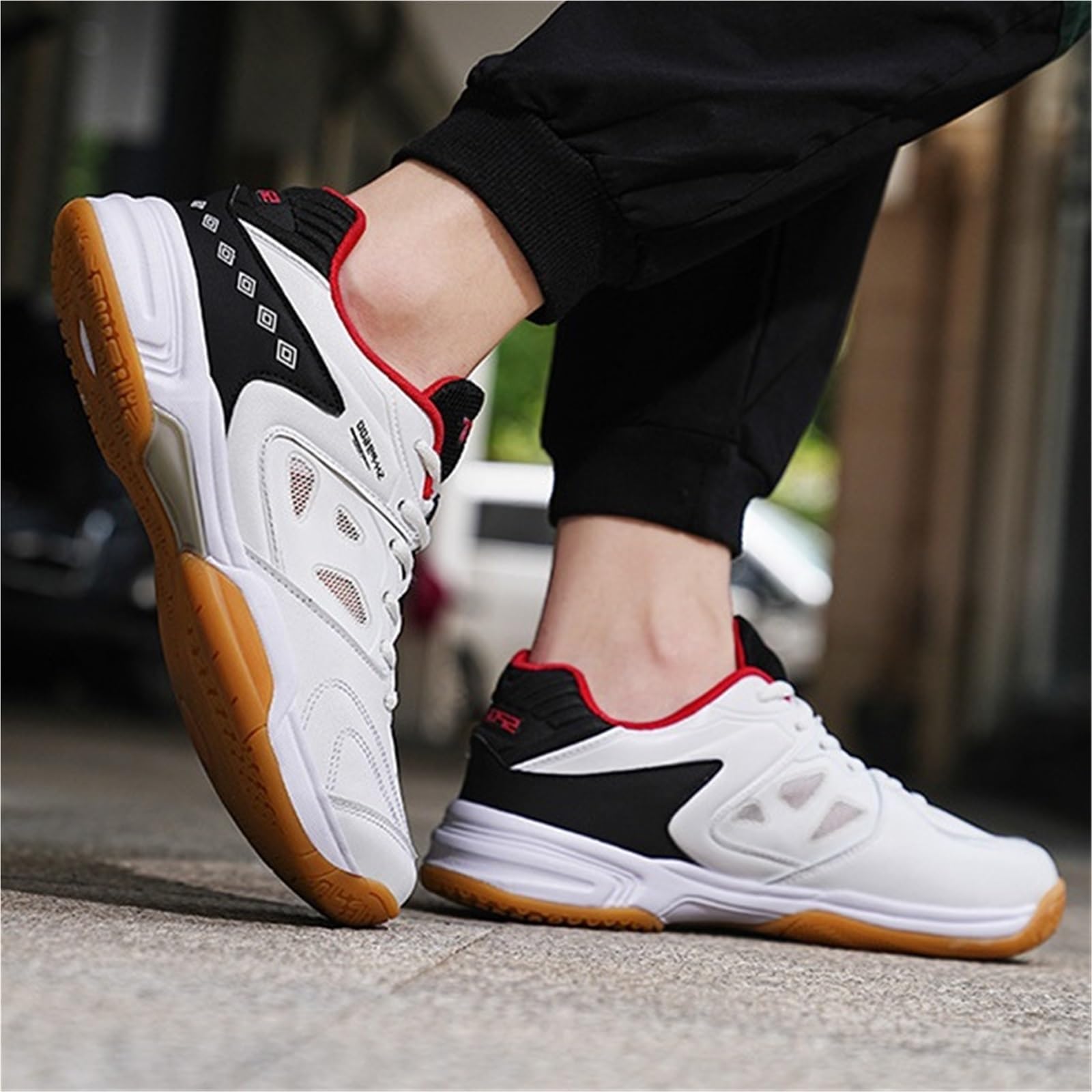 Zapatillas de Bádminton Hombre, Zapatillas Indoor Antideslizantes Transpirables con Cordones y Suela de Goma para Tenis de Mesa, Squash, Voleibol y Entrenamiento