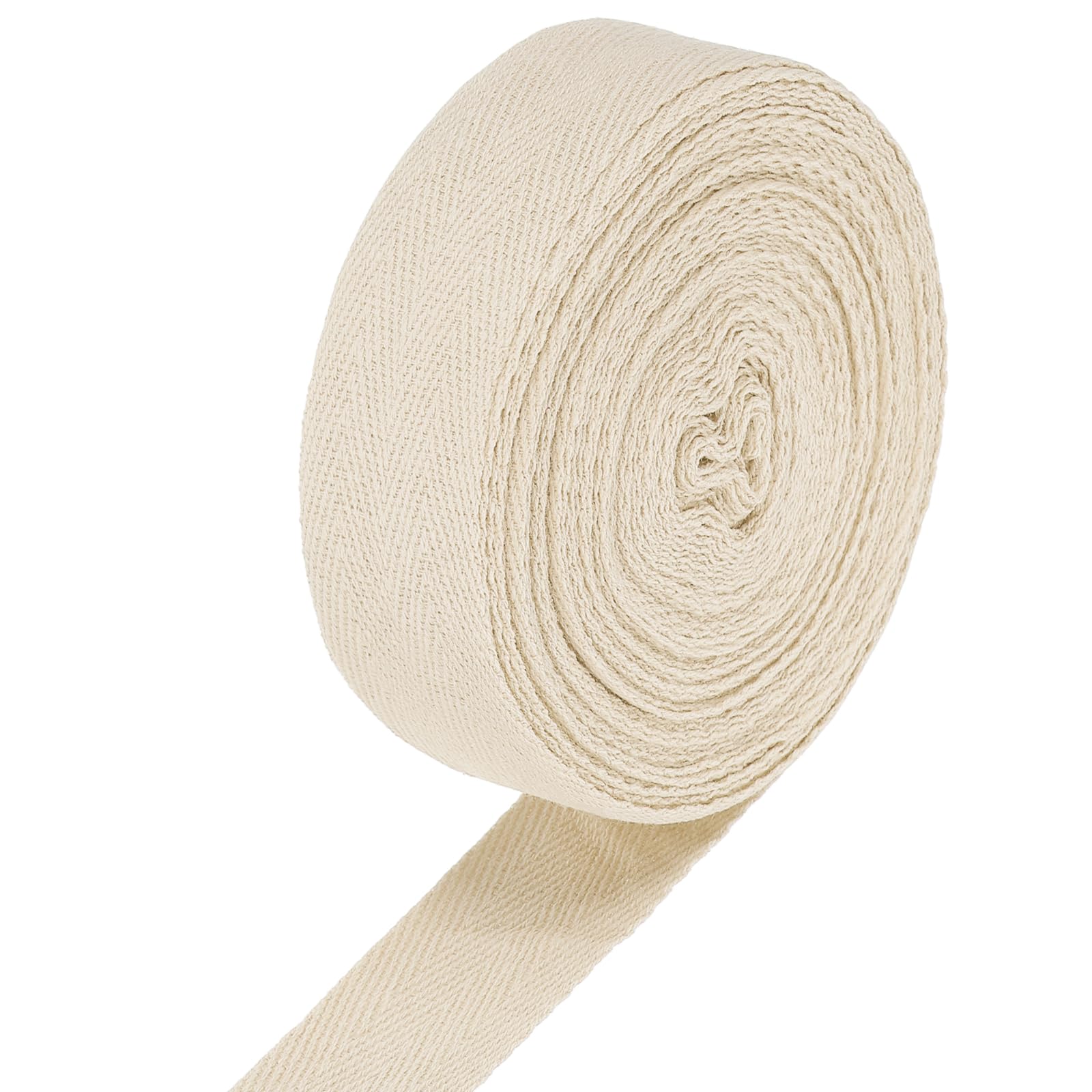 QUARKZMAN Nastro in Tela di Cotone A Spina di Pesce 30mm x 10 Metri Rollo di Nastro A Binda per Cucito Fai da Te Regalo Imballaggio, Beige