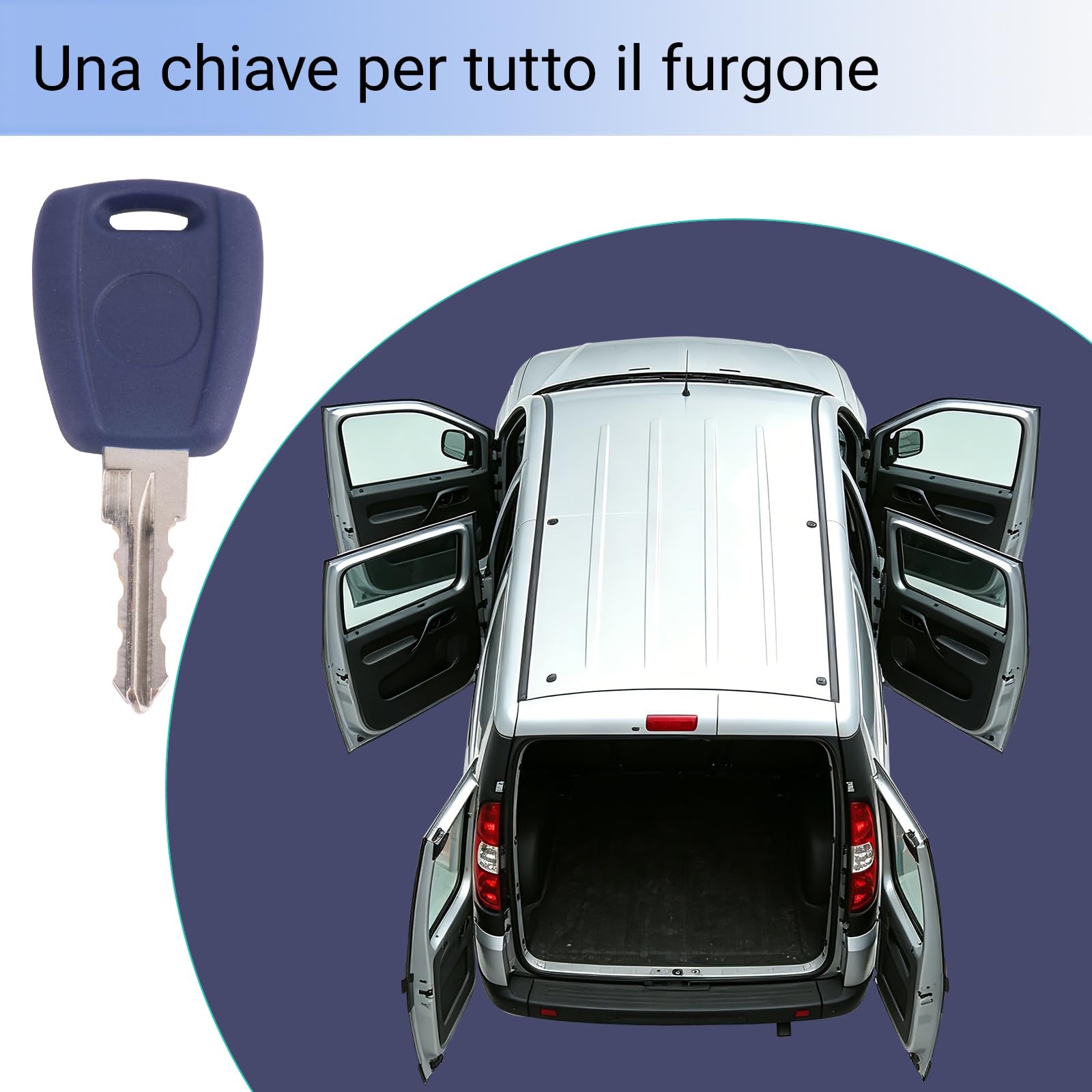 Kit Completo Cilindri Serratura e Chiavi Compatibile con Doblo | Compatibile con Fiat Doblo Cargo (MK1) & Doblo 119 2005-2010 | Una Chiave per Tutte le Porte