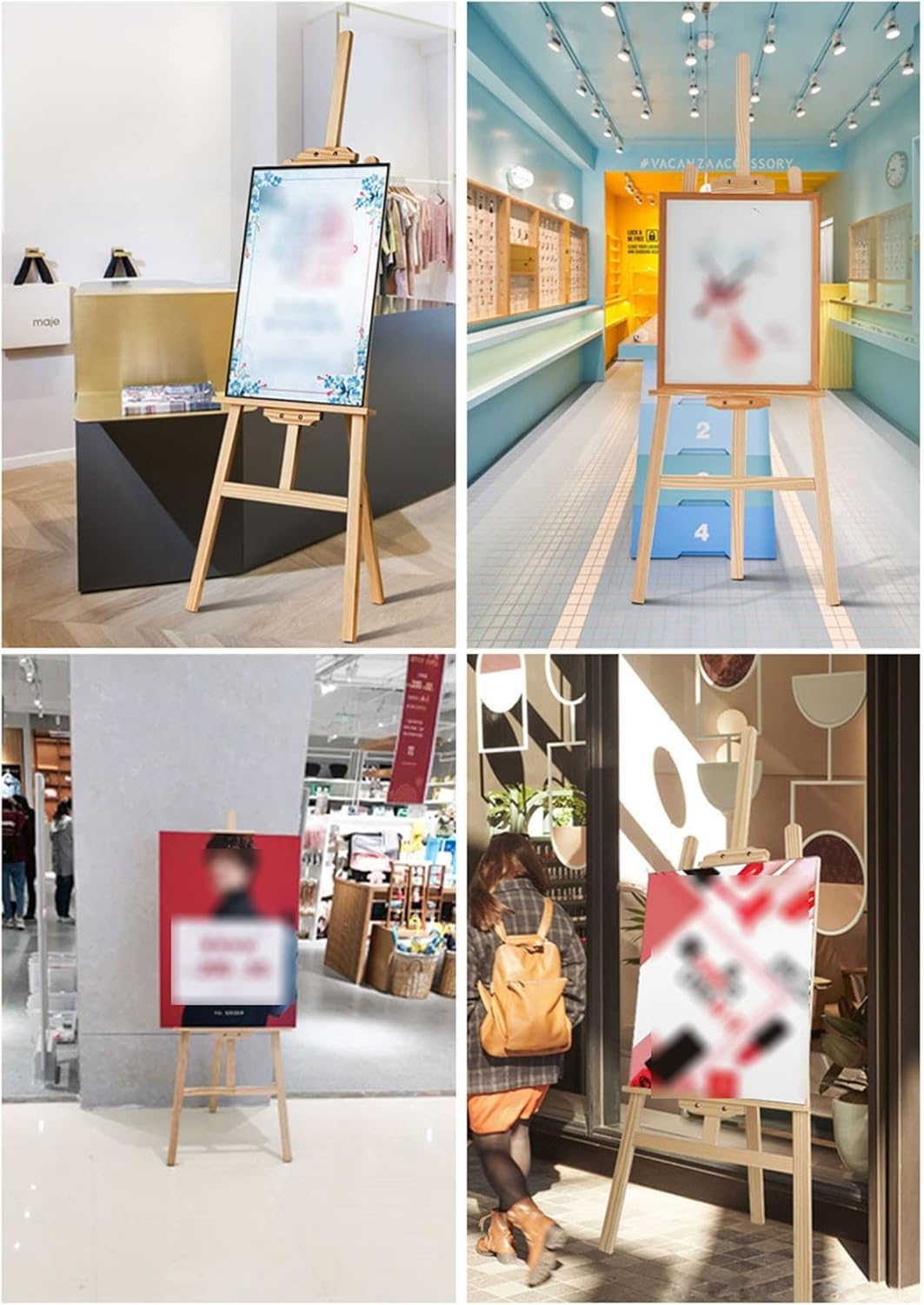 Sztaluga malarska dla dorosłych, profesjonalna drewniana sztaluga studyjna, sztaluga podłogowa w kształcie litery A, trójnóg do wyświetlania plakatów i znaków ślubnych(A-150CM)