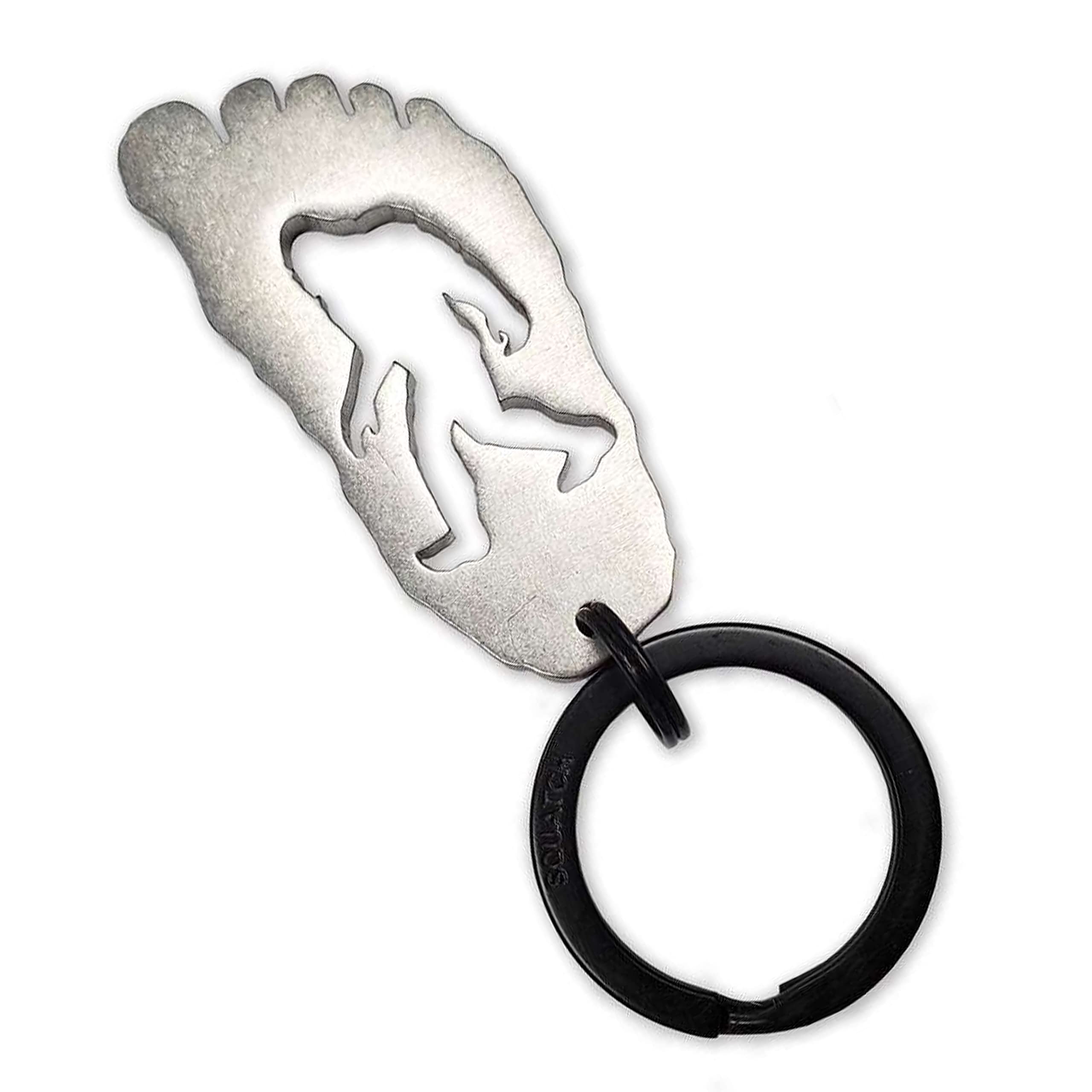 SQUATCH METALWORKS Bigfoot Gift - Footprint Keychain, Great Gift for Sasquatch Fans, Hiking, Outdoors, Camping, Stainless Steel Metal