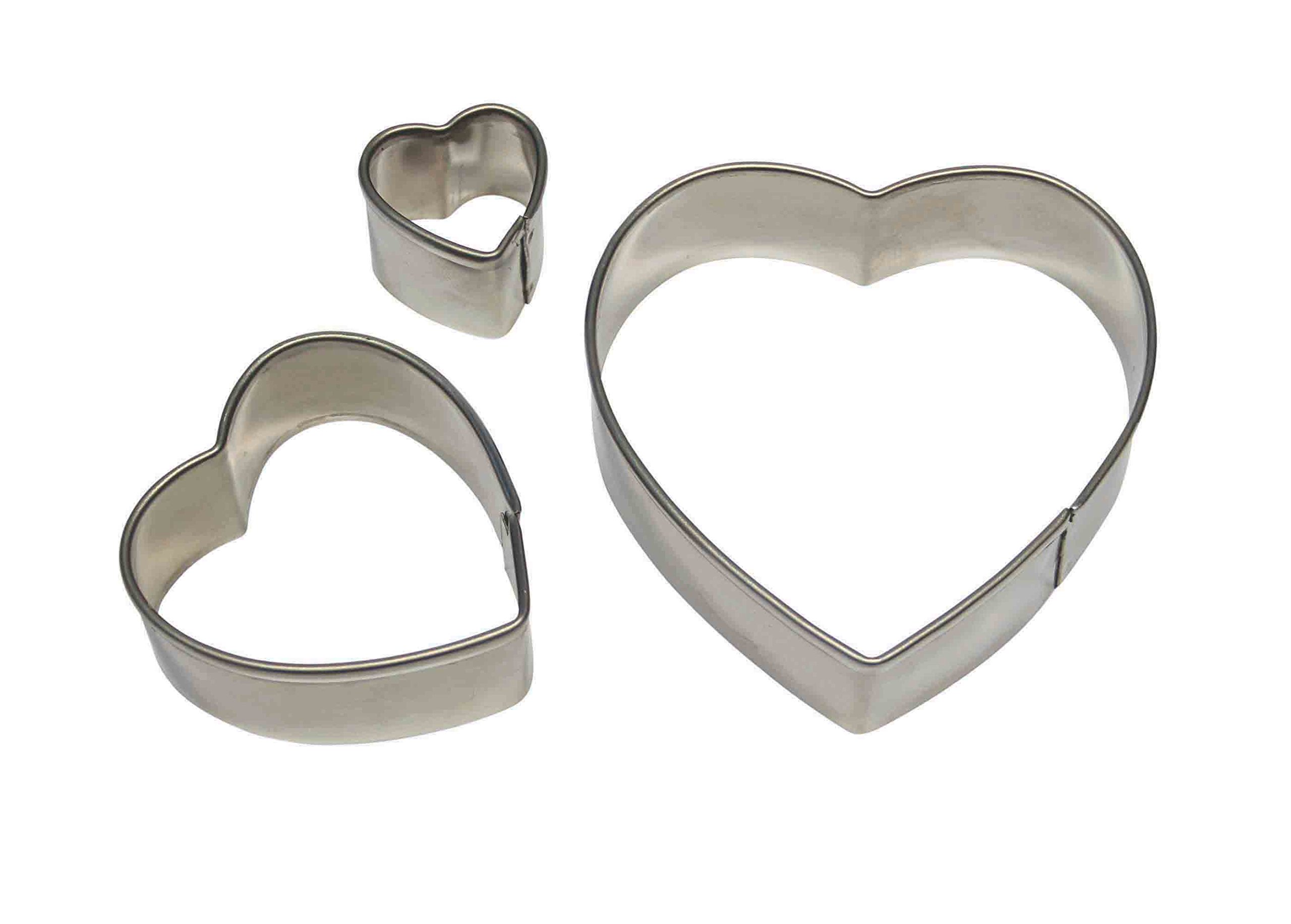 PME Heart Cutters, Stainless Steel, Set of 3