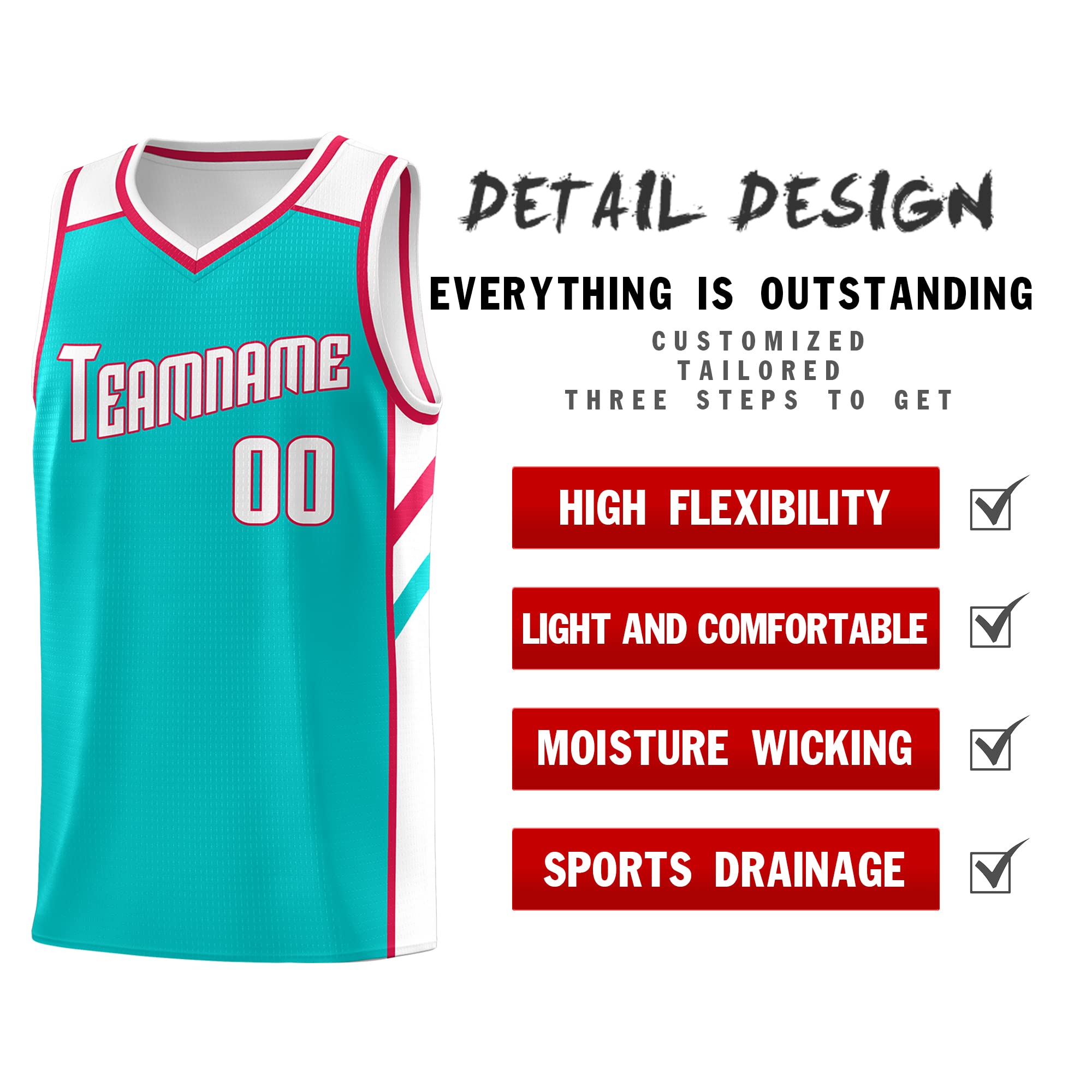 Custom Men’s Youth Basketball Jersey Shorts Athletic Shirts Personalzied Printed Team Name Number Logo, 14.aqua-white, One Size