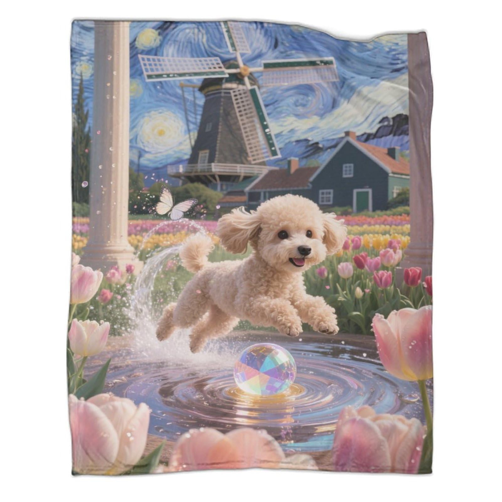 Plaid doux motif caniche pour soirées cocooning et nuits fraîches