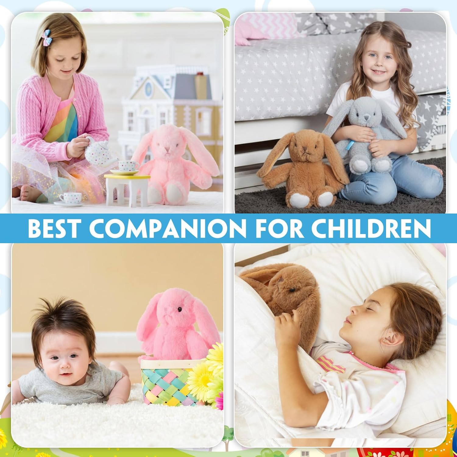 10 Pack Easter Bunny Stuffed Animals Bulk 13.5 Inch Plush Bunny Toys Fluffy Cute Rabbits with Long Ears for Boys Girls Easter Gift, Birthday Baby Shower Party Favor - Image 7