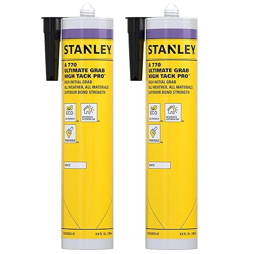 Stanley Adhesivo de agarre de alta adherencia, sellador de polímero híbrido y unión para paneles térmicos y acústicos, techos, azulejos, piedra,