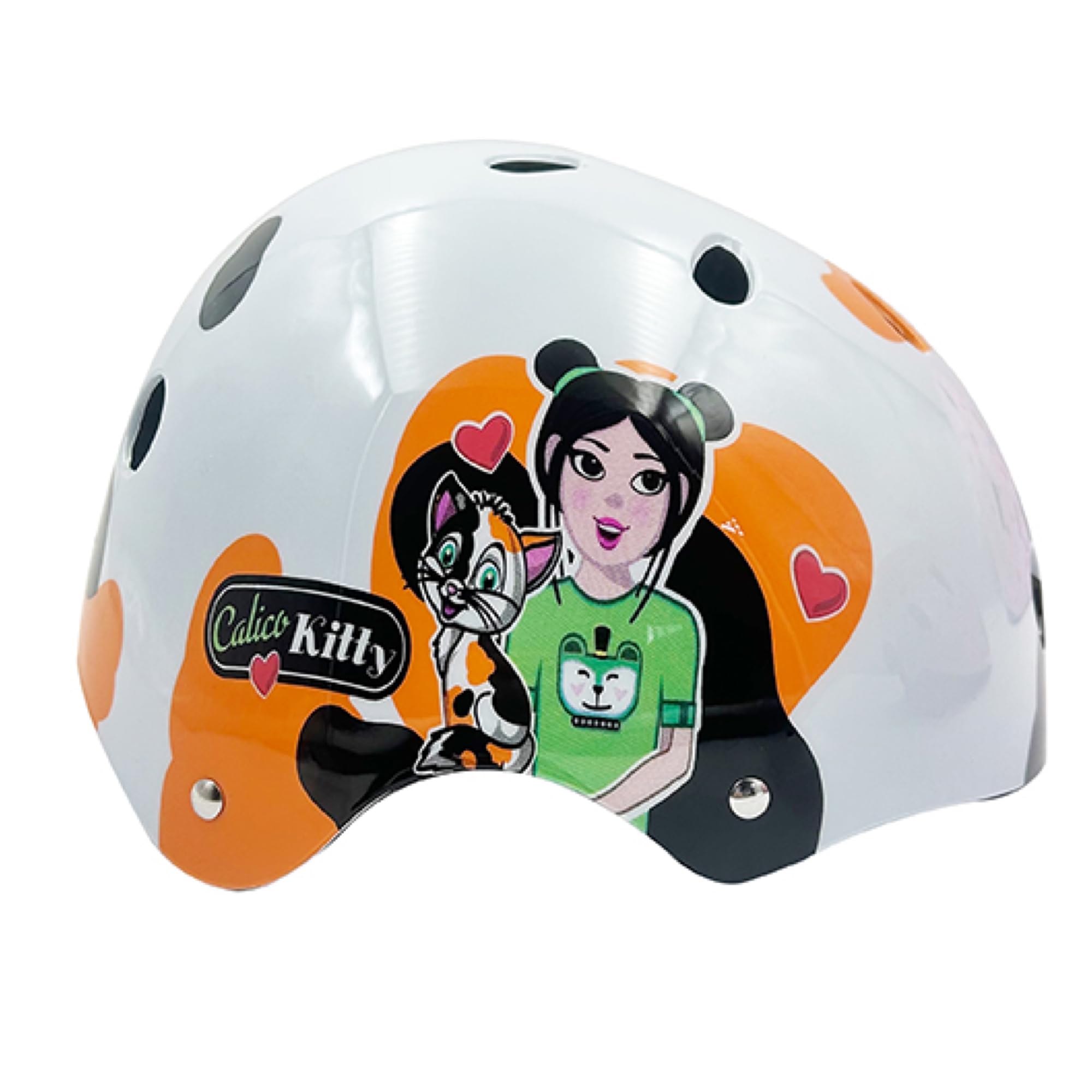Titan Calico Kitty Kids Multi-Sport Helmet Small Size (Ages 5+) 11 Vent Safety Helmet for Skateboard, BMX, Bike, Skating & Hockey Adjustable Fit with Extra Pads