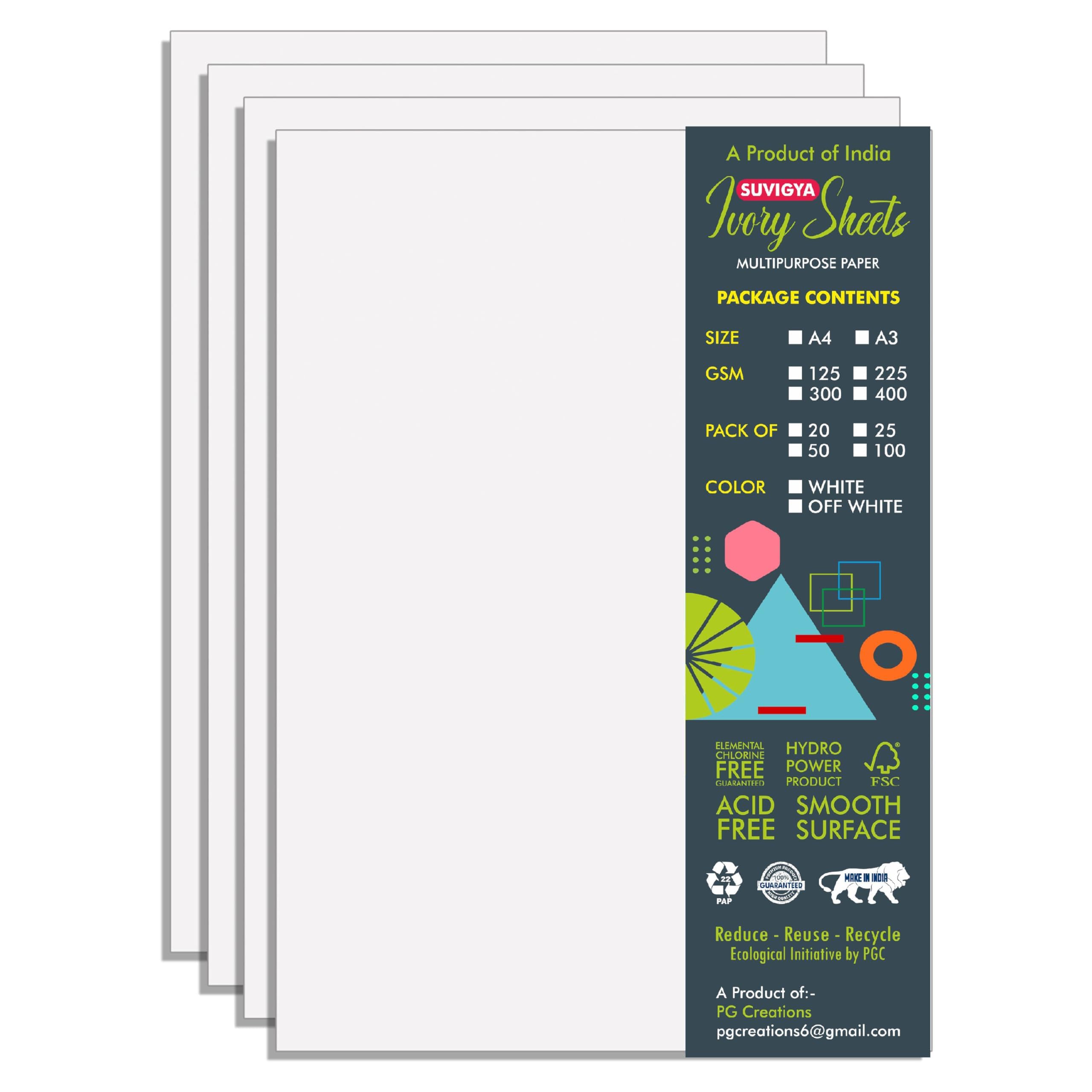Suvigya Ivory Sheets A3 for Drawing, 16.5x11.7 Inch, A3 Size, Smooth Finish, 125 GSM, White, 50 Sheets (B0D9KNXQ95) Amazon Price History, Amazon Price Tracker