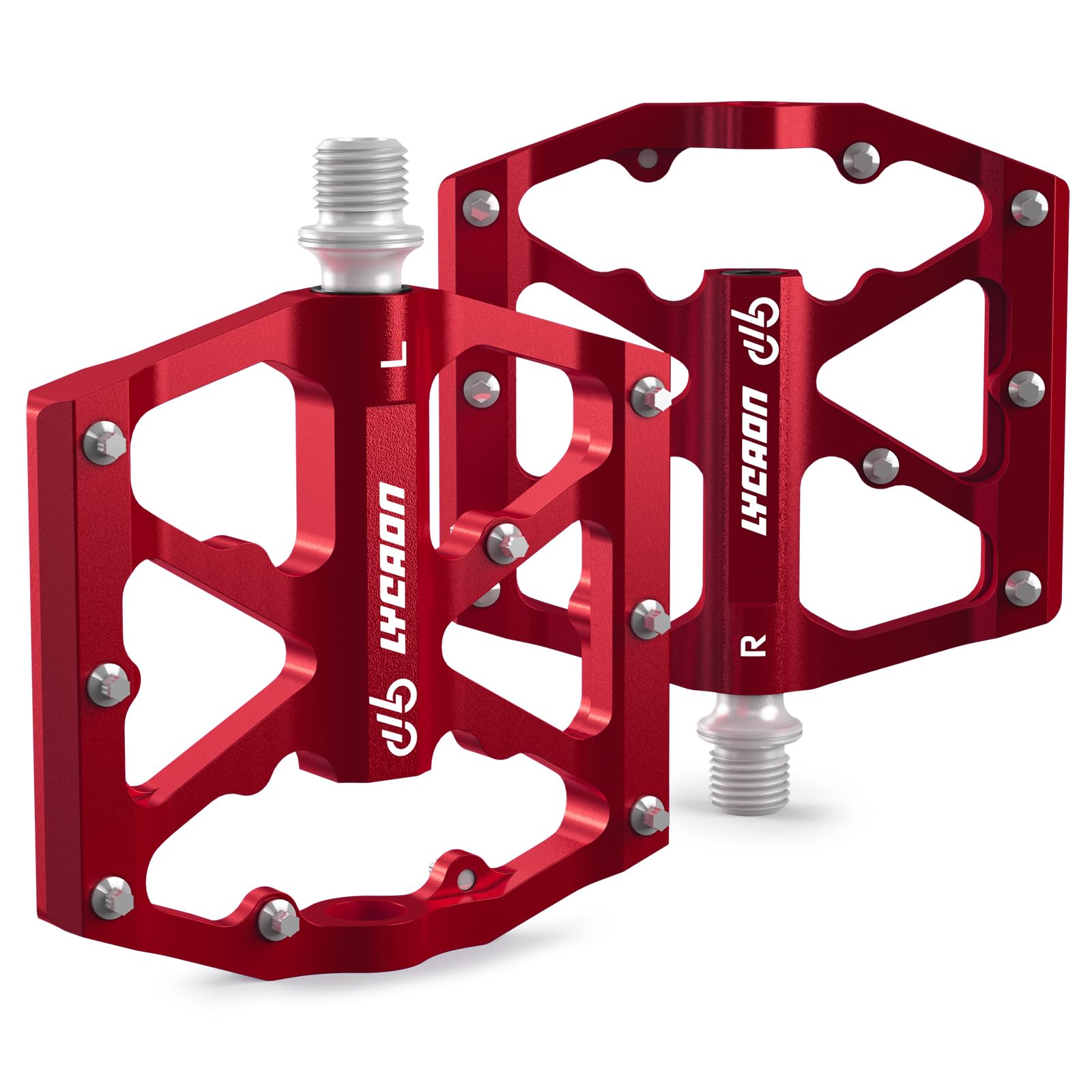 LYCAON Pedali per Bicicletta, Pedale per Bici Antiscivolo in Lega di alluminio CNC, CR-MO & Cuscinetti Pedali per BMX MTB Road Strada Mountain 9/16 Pollici