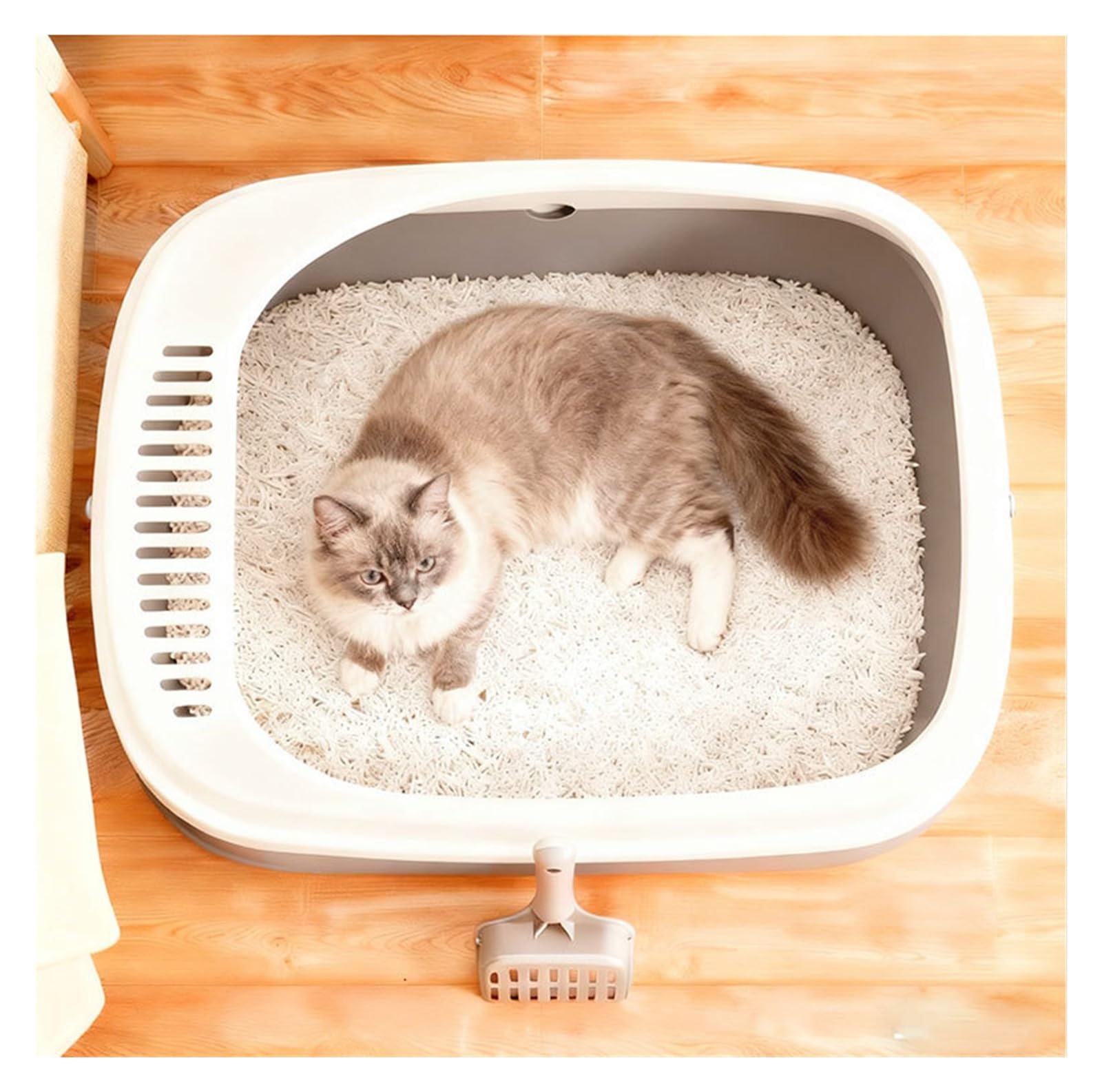Bandeja de Arena for Mascotas extraíble semicerrada, Caja de Arena for Gatos con Parte Superior Abierta, Orinal for Gatitos de Lado Alto, Inodoro fácil de Limpiar Arenero Gato(BLU)