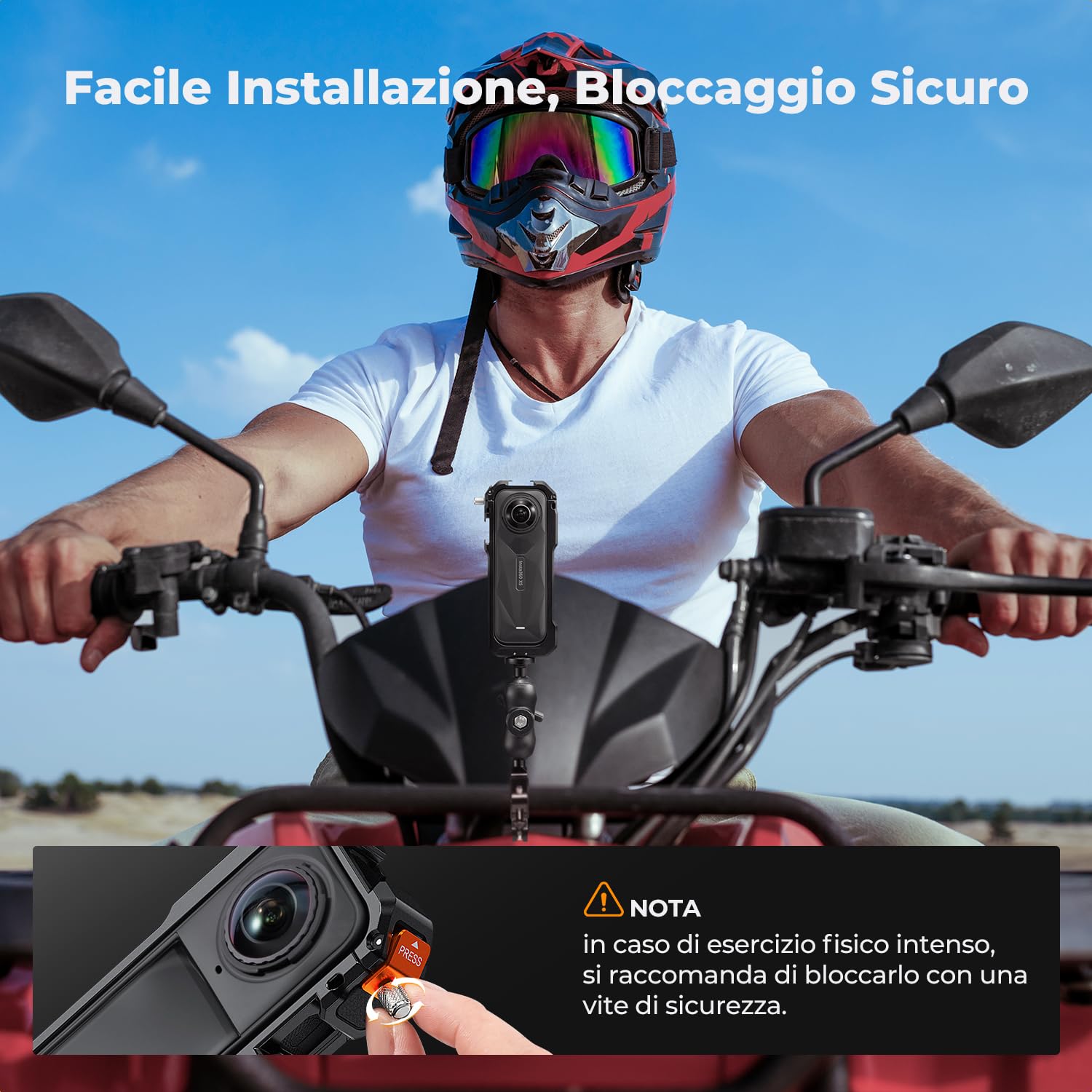 K&F CONCEPT Gabbia Standard per Fotocamera per Insta360 X5, Custodia in Alluminio con Copriobiettivo in Silicone, Foro per Vite 1/4", Telaio Protettivo con 2 Attacchi a Scarpa Fredda