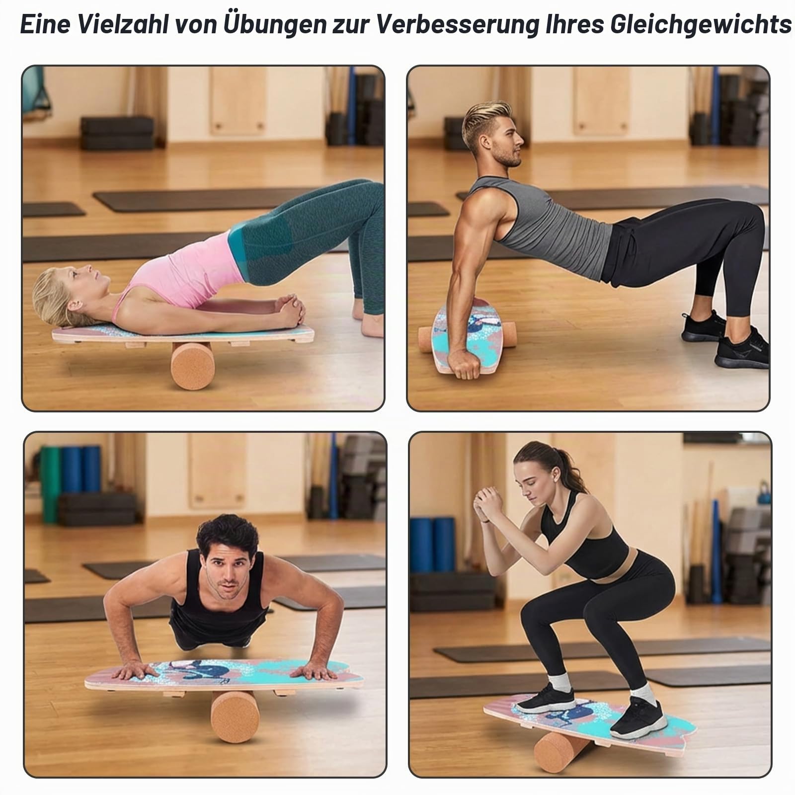 Surfin Balance Board, Balance Board Erwachsene mit Rolle, Balance Board Holz, Rutschfest, 150 Kg Belastbar, Indoor Surfboard und Gleichgewichtsboard – Ideal für Anfänger & Profis