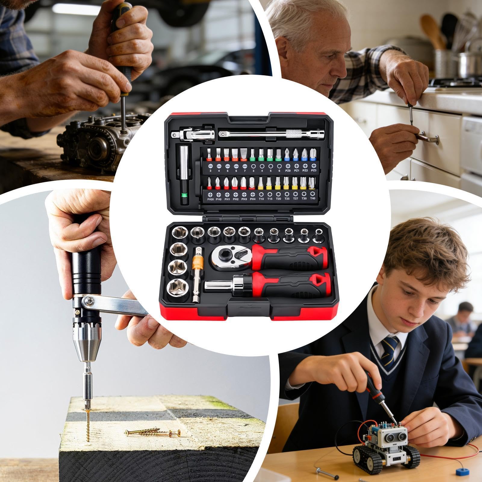 Générique Wrench Tool Set, Magnetic Ratcheting Spanner Maintenance Tool Kit