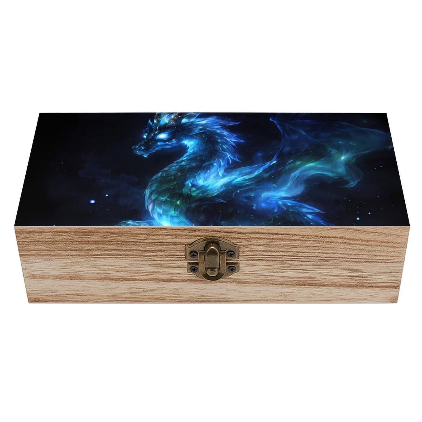 SMAZDFXX Dragon Wooden Storage Box With Hinged Lid Decorative Front Clasp Keepsake Boxes