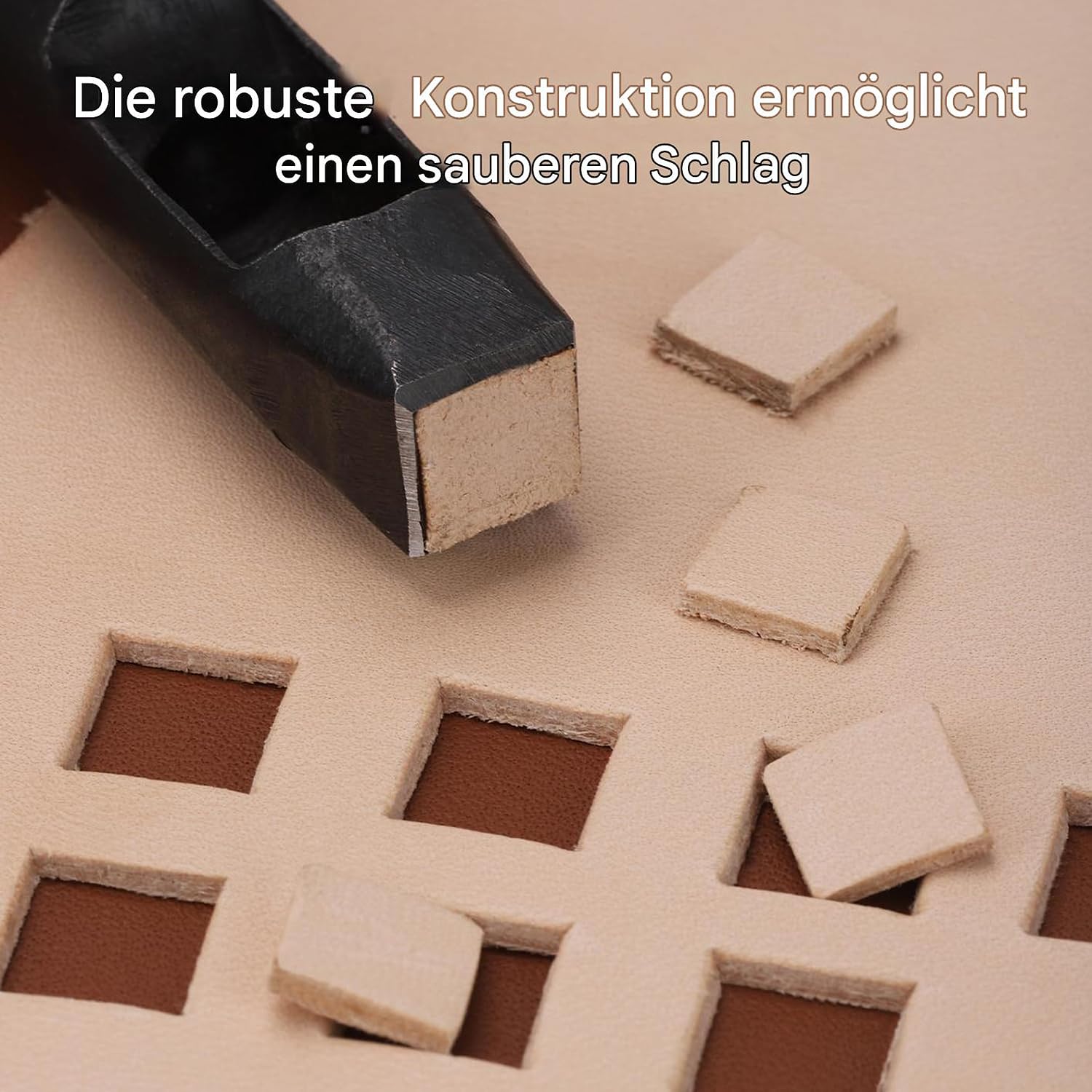 WUTA Quadratische Lochstanzer Leder, 10-teilige Kohlenstoffstahl Locheisen Set Für Gürtel, Uhrenarmbänder, DIY Lederhandwerk(2 * 2-15 * 15mm)