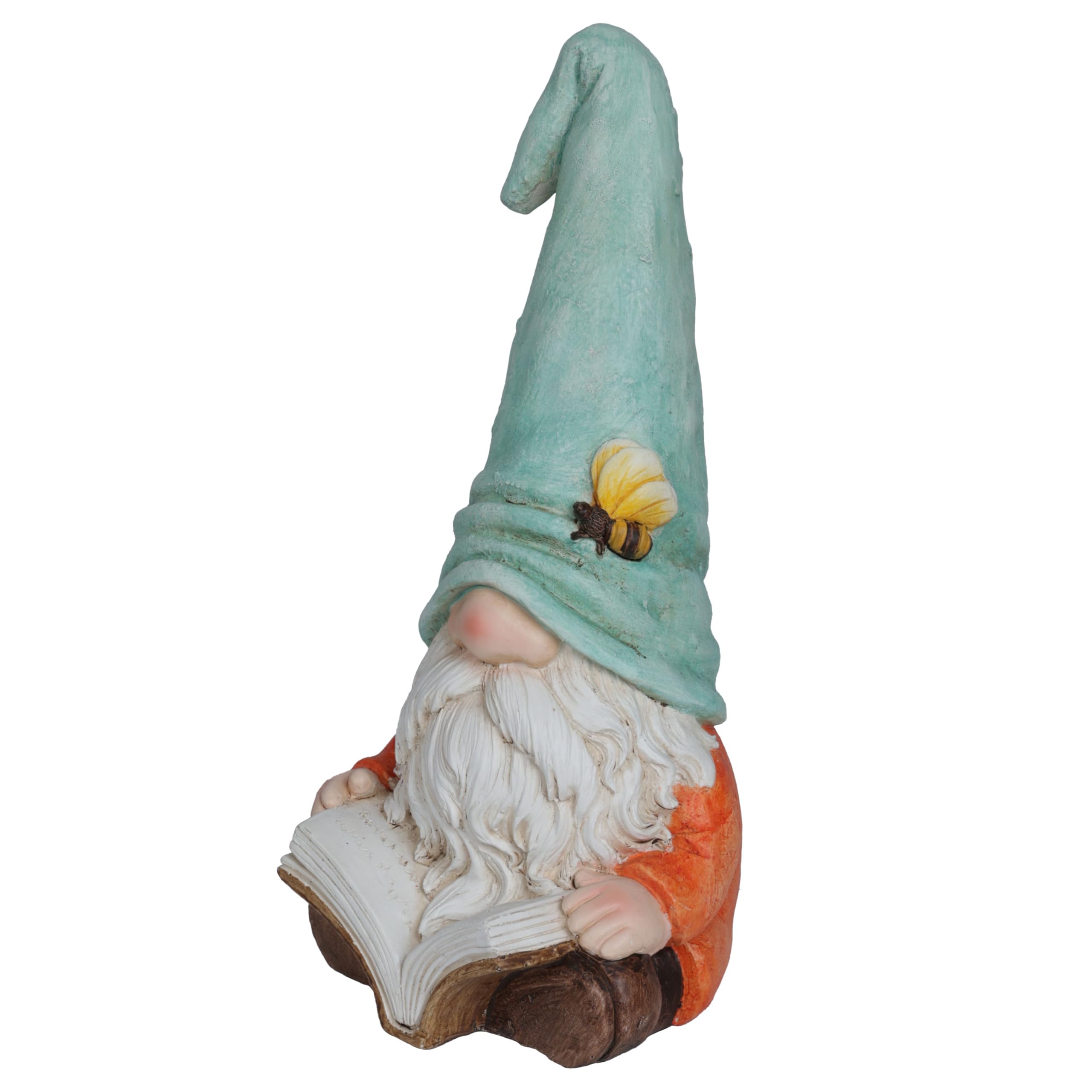 Alpine Corporation MCC844 GNOME intérieur/extérieur Lecture d'une Statue de Jardin de Livre, Statue de GNOME Charmant avec Chapeau, 20" H, Turquoise