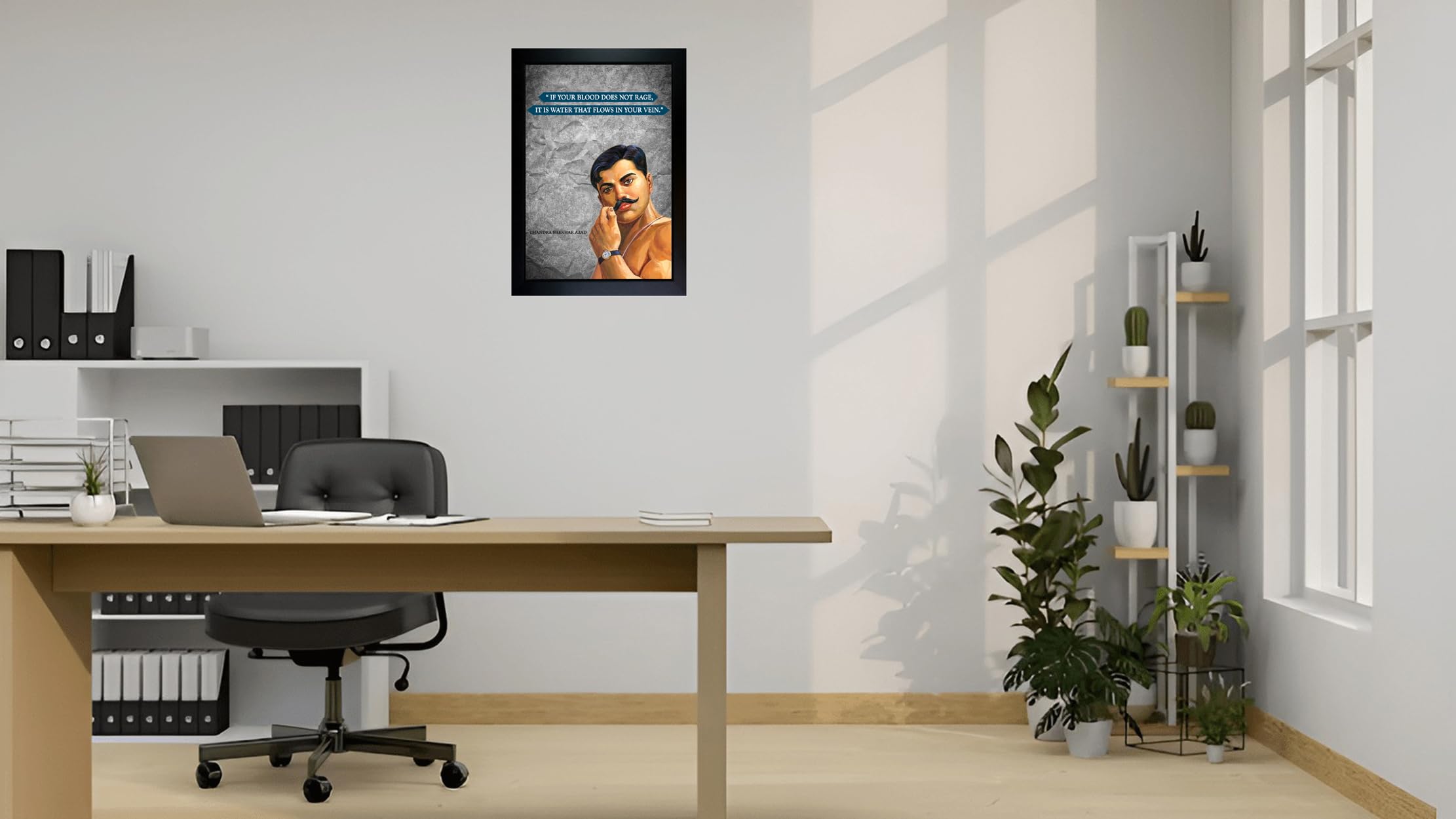 CrowdHall Chandra Shekhar Azad Motivational Quotes Frames For Wall - Chandra Shekhar Azad Photo Frame - Chandra Shekhar Azad Quotes Wall Poster - Freedom Fighter Poster ( Size 10 X 13.5 IN ) (Chandra Shekhar Azad) 1