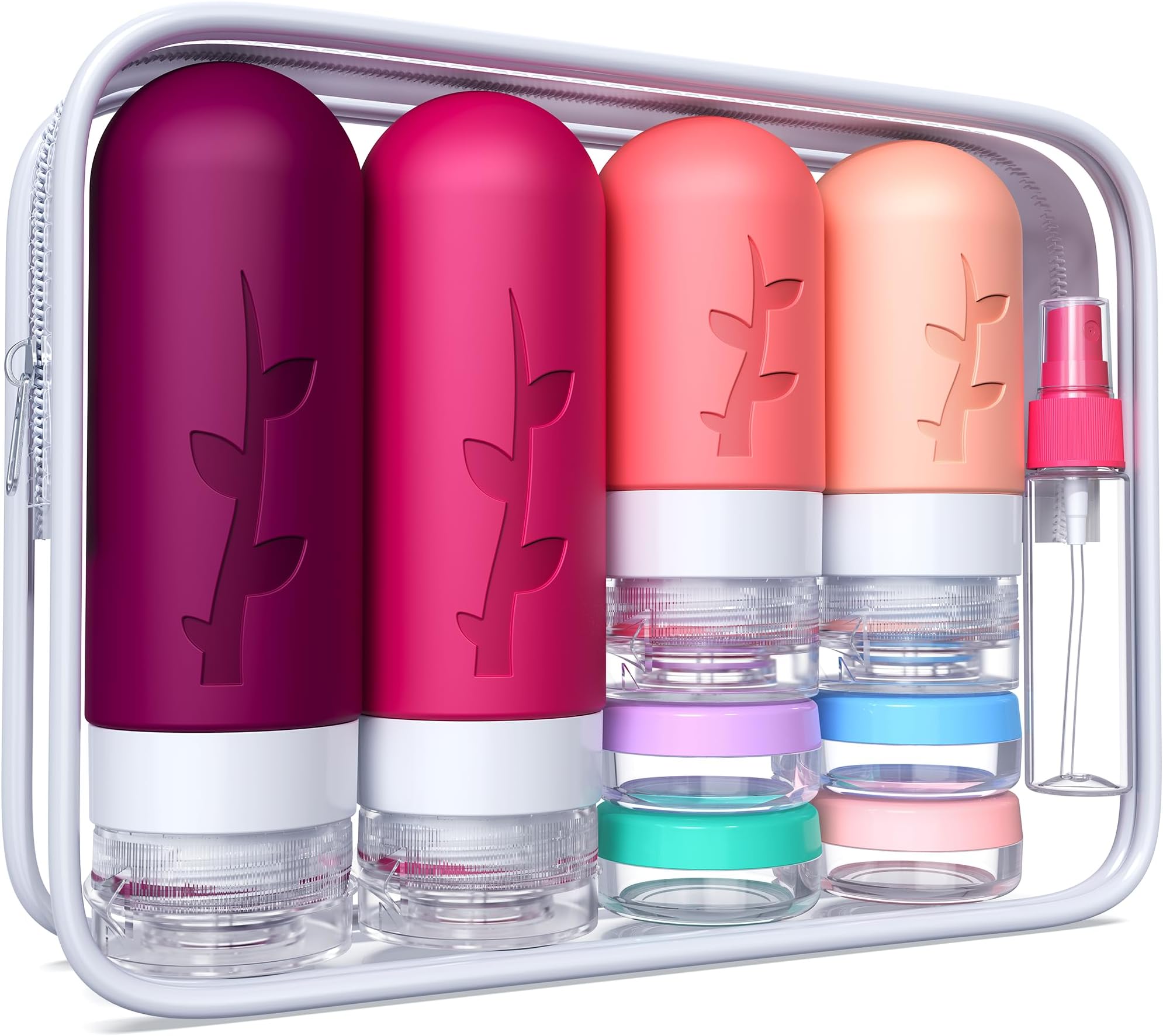 Tocelffe Travel Bottles for Toiletries, Tsa Approved Silicone Containers for Toiletries, Leak Proof Refillable Liquid 3oz 2oz Travel essentials for Shampoo Conditioner Lotion BPA Free