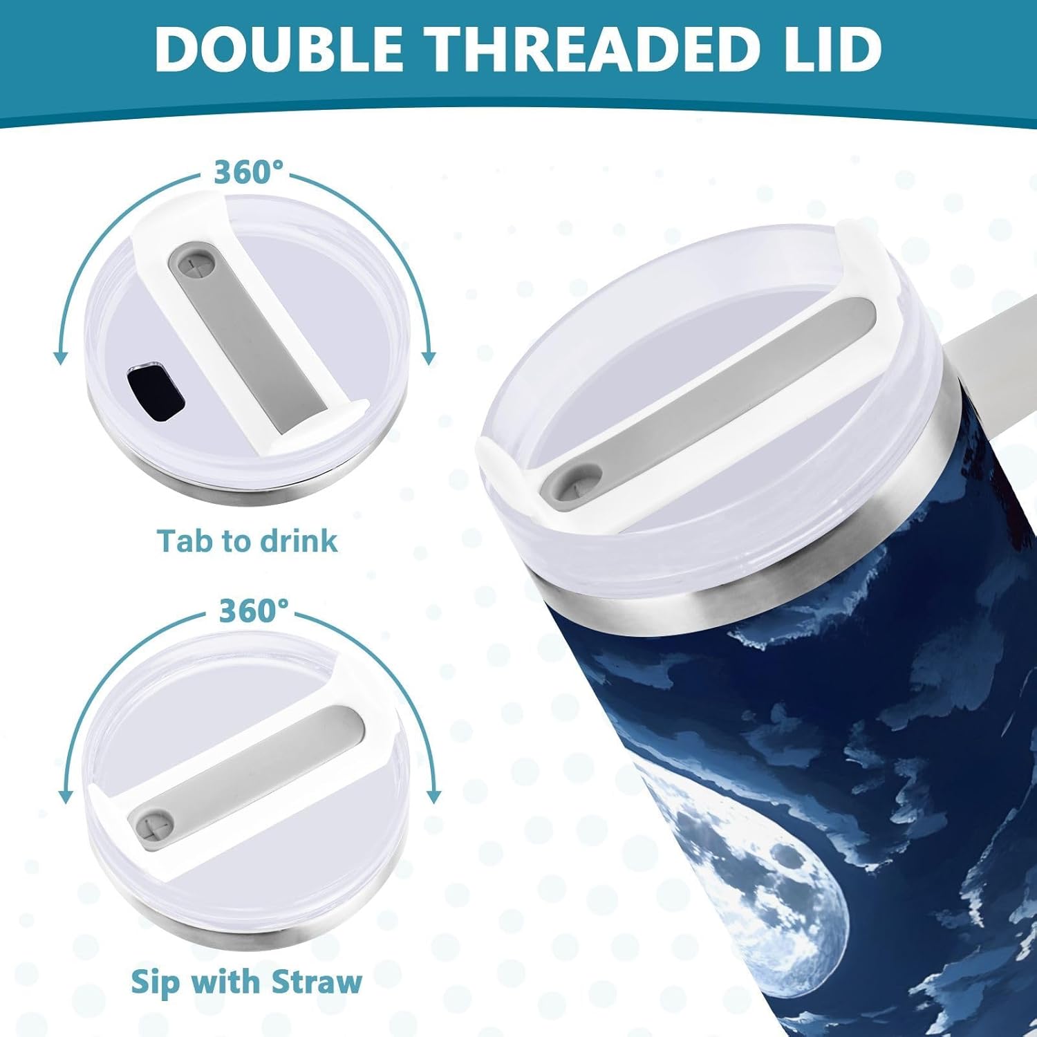 ALAZA Bald Eagle Moon 40 oz Tumbler with Handle Insulated Water Bottle with Straw Lid Stainless Steel Vacuum Insulated Cup Travel Coffee Mug