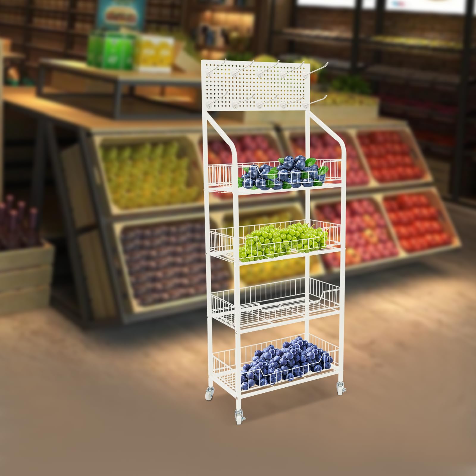 Présentoir à bonbons à 4 niveaux – Support de vente au détail pour comptoir de préparation et de préparation – Étagère de rangement pour chips – 50 x 27 x 140 cm (blanc) – Parfait pour les magasins de