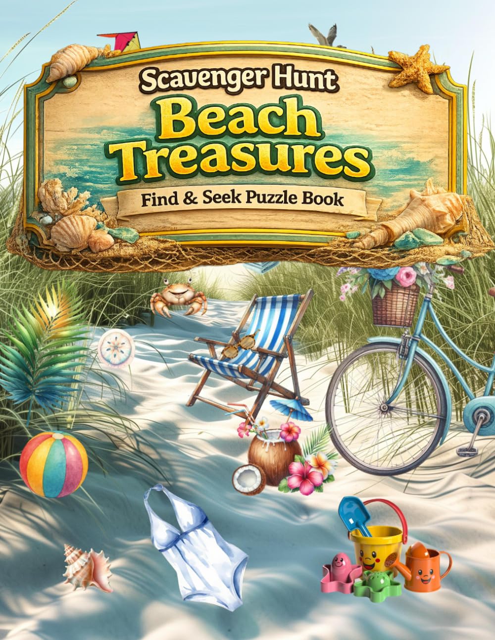 Scavenger Hunt Beach Treasures Find & Seek Puzzle Book: Easy Hidden Pictures Book Featuring Coastal Scenes for Seniors ,Adults and Families, Relaxing ... Games (Scavenger Hunt Puzzle Book Series)