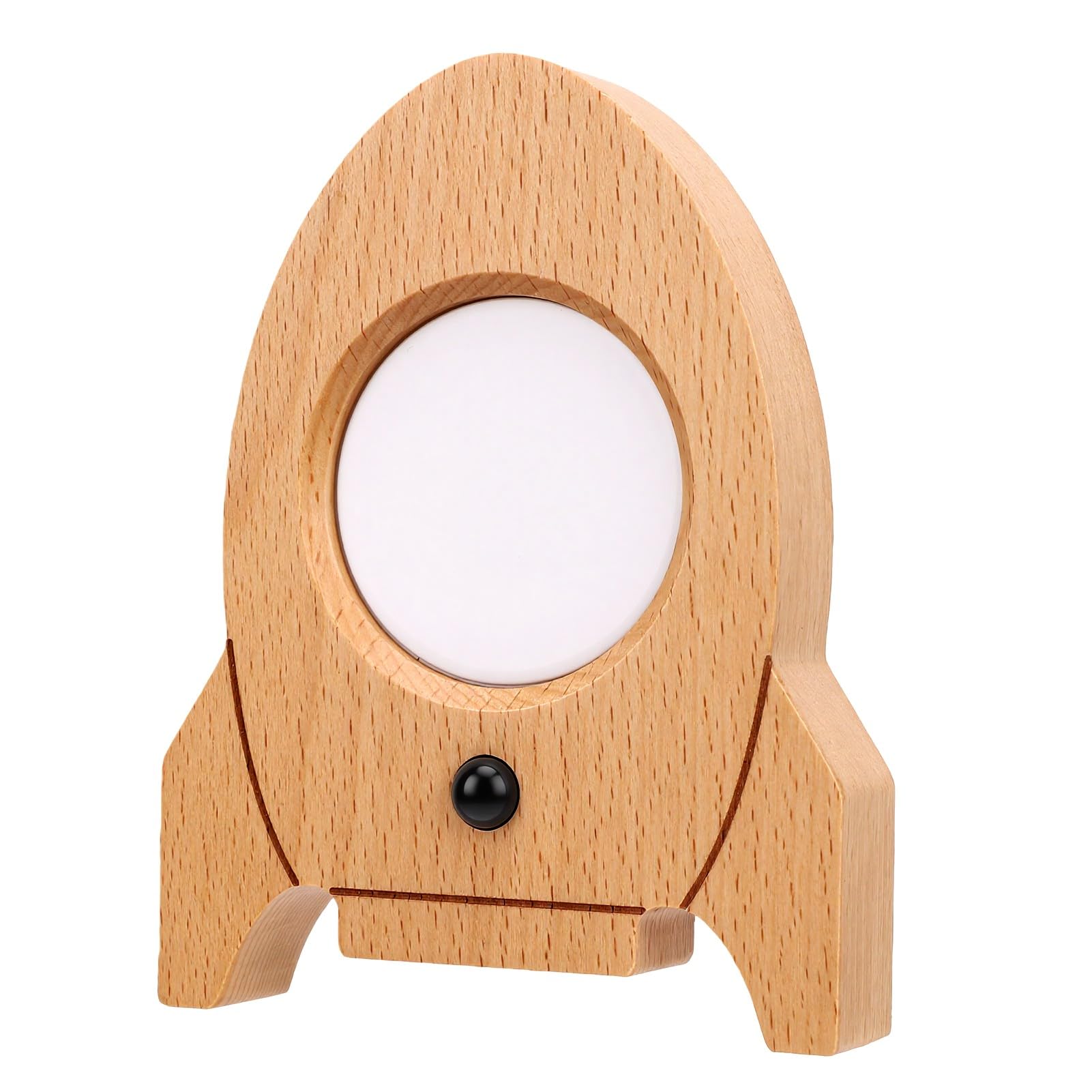 Marhynchus Motion Sensor Lamp with Clock, Wooden Base, 1 Piece, for Bedroom