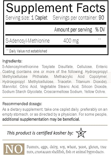 Miniatura 9 de Nature's Trove SAM-e 400mg 120 cápsulas con revestimiento entérico (2 cajas de 60)  Vegano, Kosher, sin OMG, sin soja, sin gluten, comodidad para el