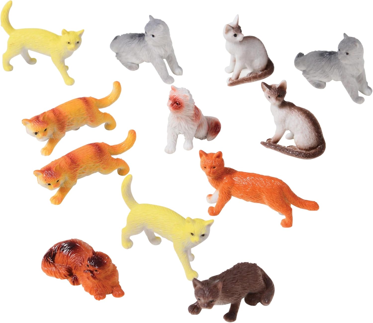 Assorted Plastic 2" Cat Figure Toys (12)