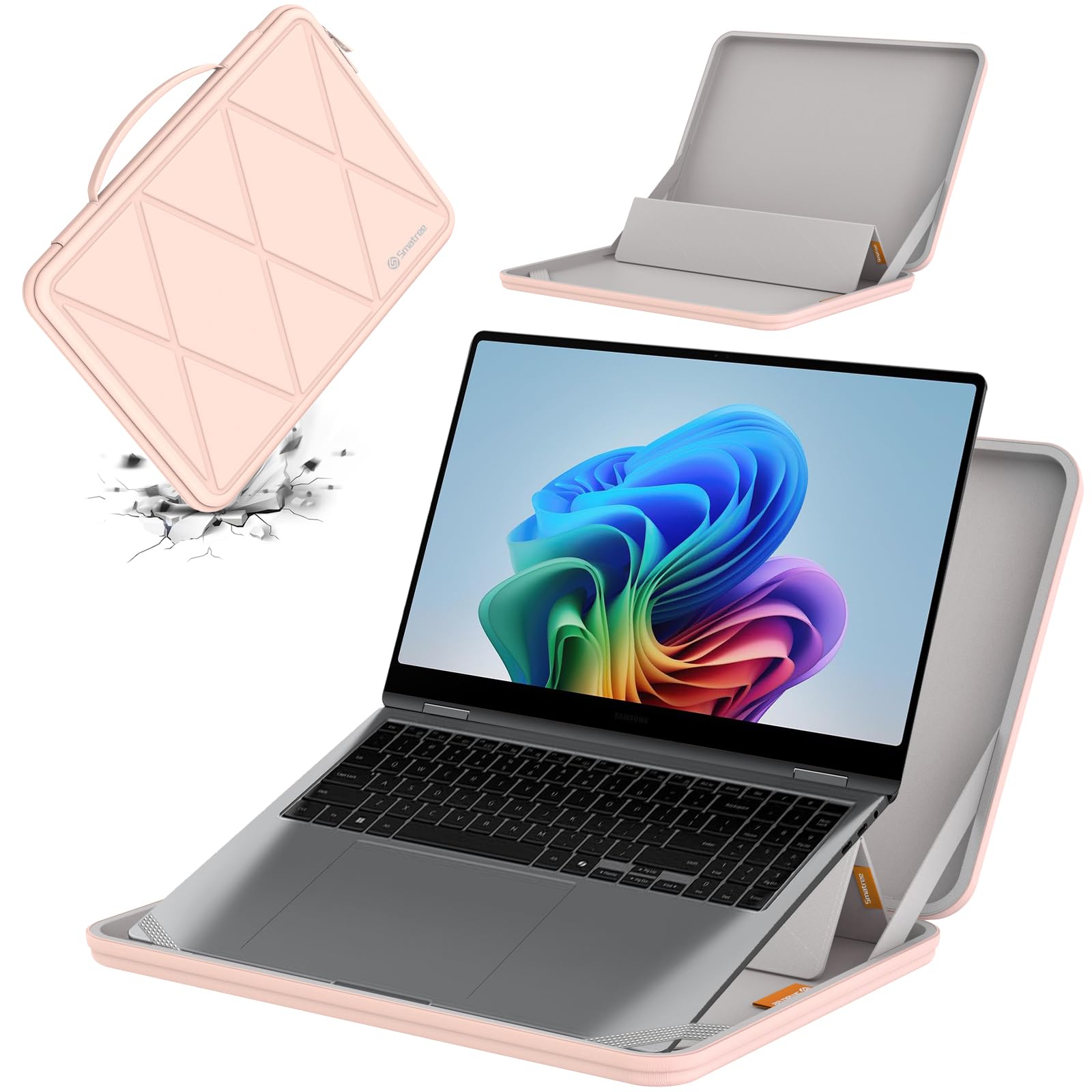 Smatree MS89T Laptop Hartschalenhülle aus EVA mit Laptopständer für 16 Zoll Samsung Galaxy Book5/4/3 Pro, für Samsung GalaxyBook4/5/3 Pro 360, für Galaxy Book4 Edge/Book4 Ultra/Book3 Ultra Sleeve,Rosa