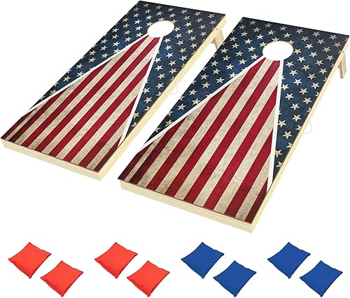 Juego de tableros de cornhole Juego de tableros de maíz reguladores de madera maciza de 3 x 2 pies, juego para exteriores con 8 bolsas de frijoles