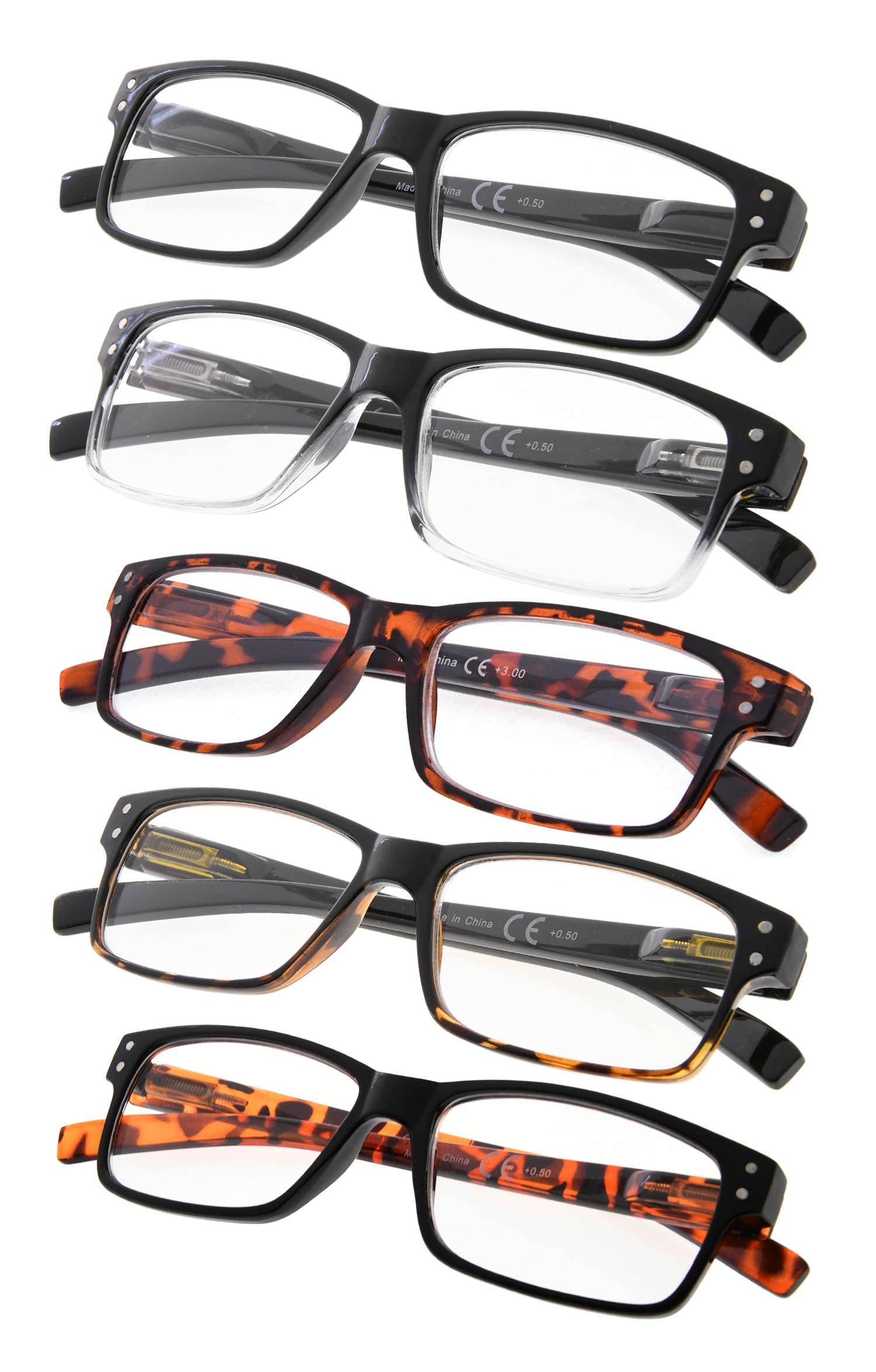 Gr8Sight Reading Glasses 5-Pack Spring Hinges for Women and Men Readers