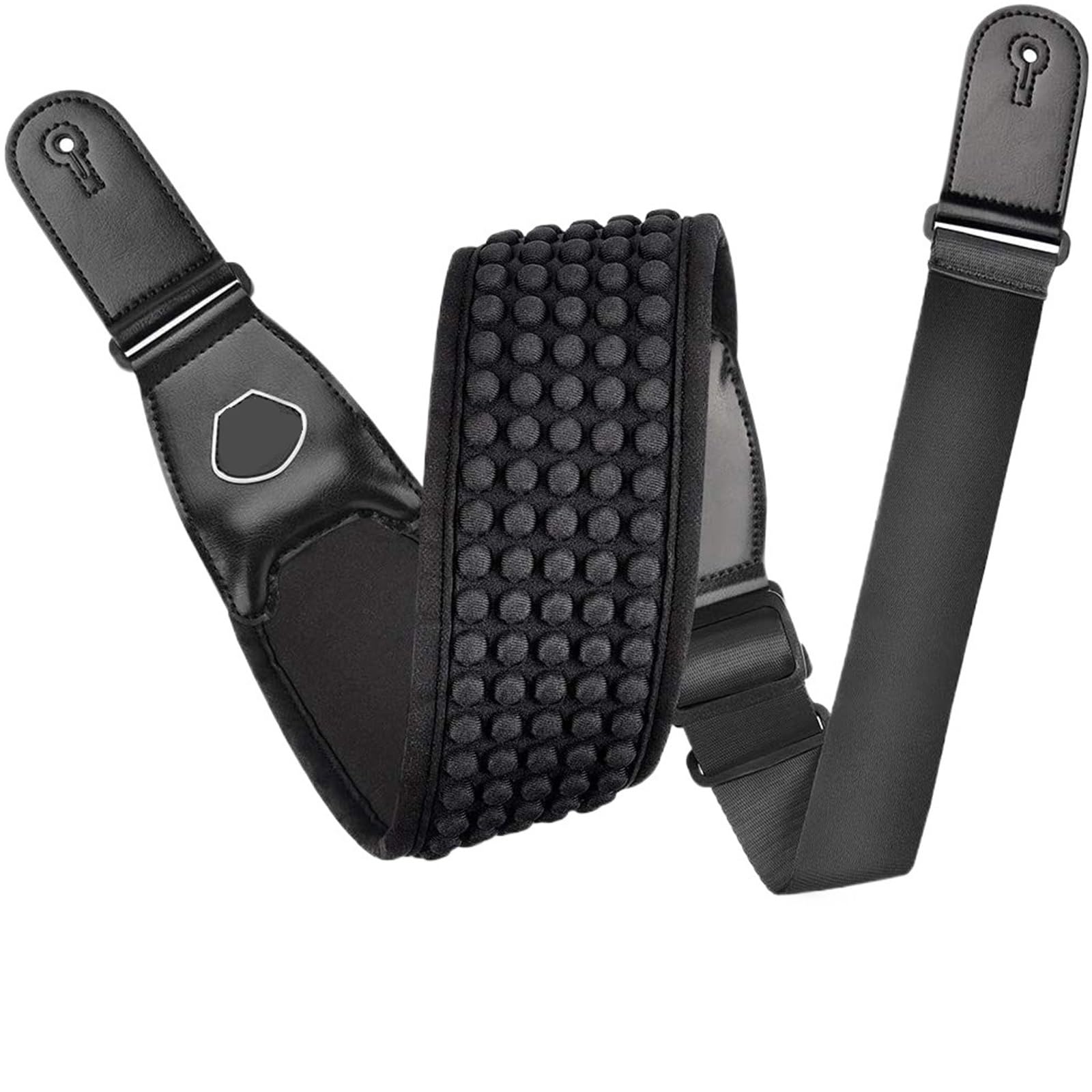 Correa Guitarra Correa de hombro ajustable for guitarra, cinturón for bajo eléctrico con cabeza cuero, 3,5 ancho, 6 púas, relleno esponja 3D