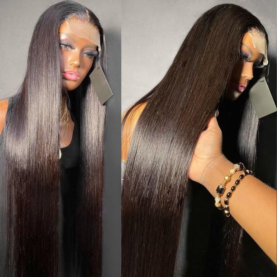 32 Inch Straight Lace Front Wigs Human Hair 13x4 HD 200% Density Lace Frontal Wig Pre Plucked with Baby Hair