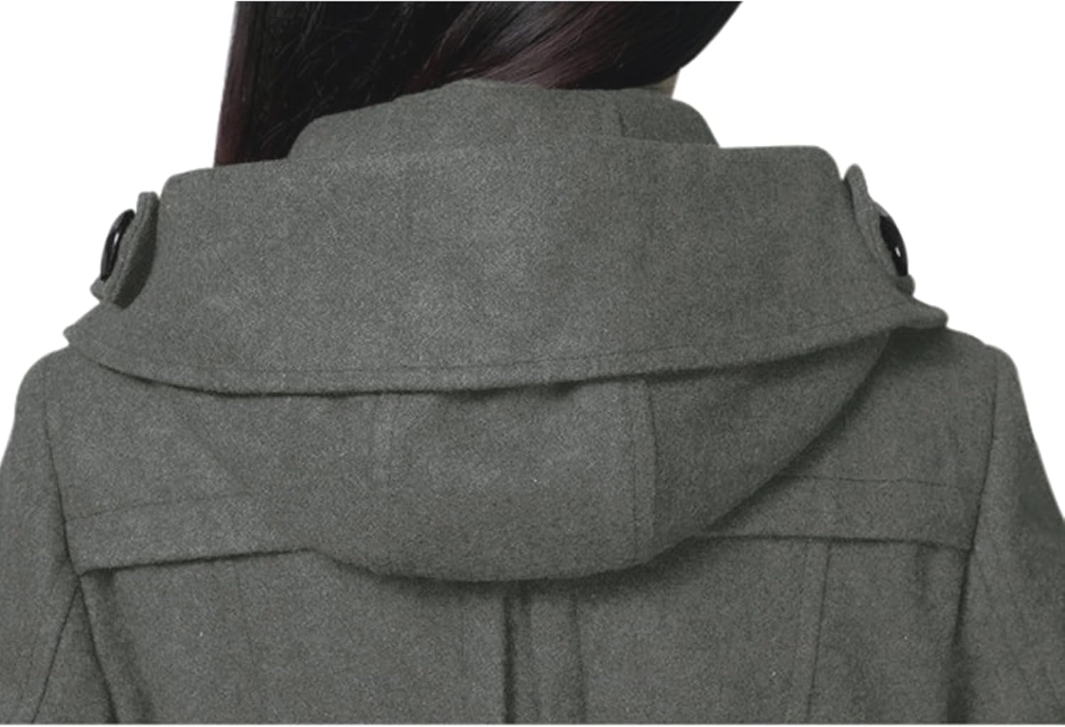 Tanming Women's Warm Double Breasted Wool Pea Coat Trench Coat Jacket with Hood - Image 6