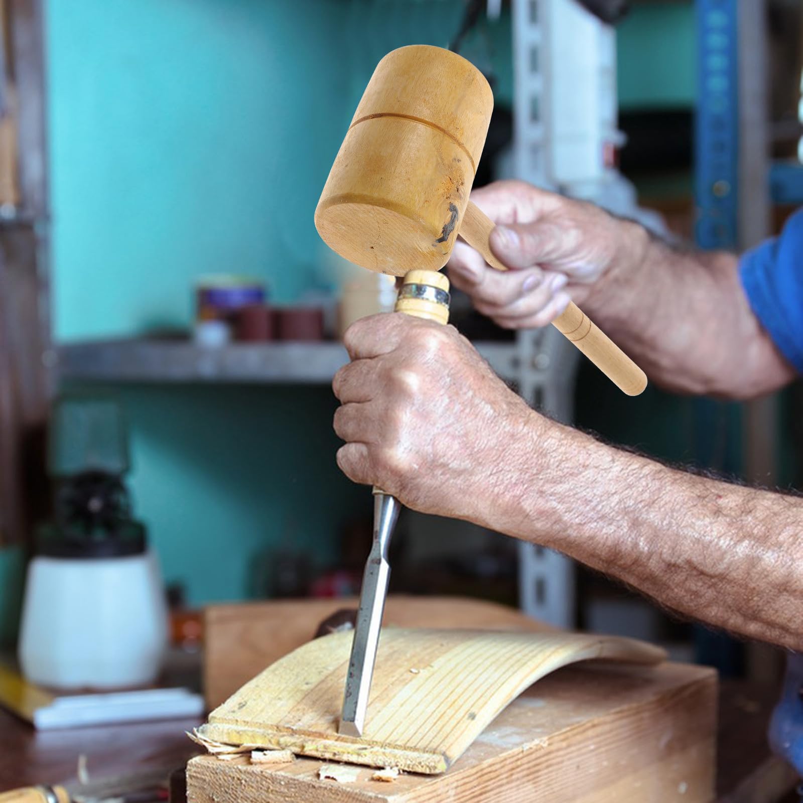 Marteau de Menuisier en Bois Khaki, Outil Manuel de Travail du Bois | Stabilité Renforcée, Résistance à Corrosion, Finition Anti-glisse, Format Compact pour Atelier