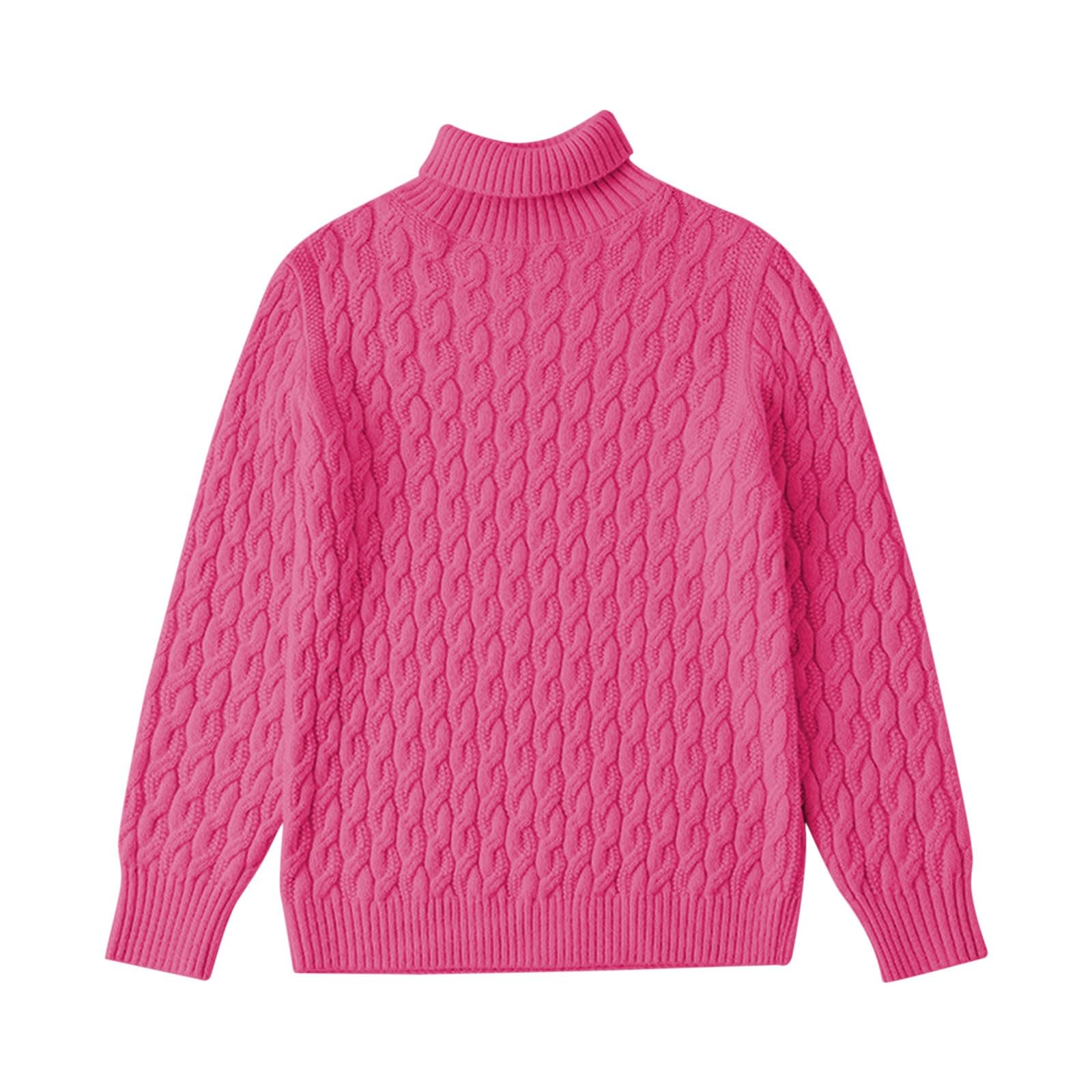 Jersey de punto para niña de cuello alto en 6 colores, patrón trenzado