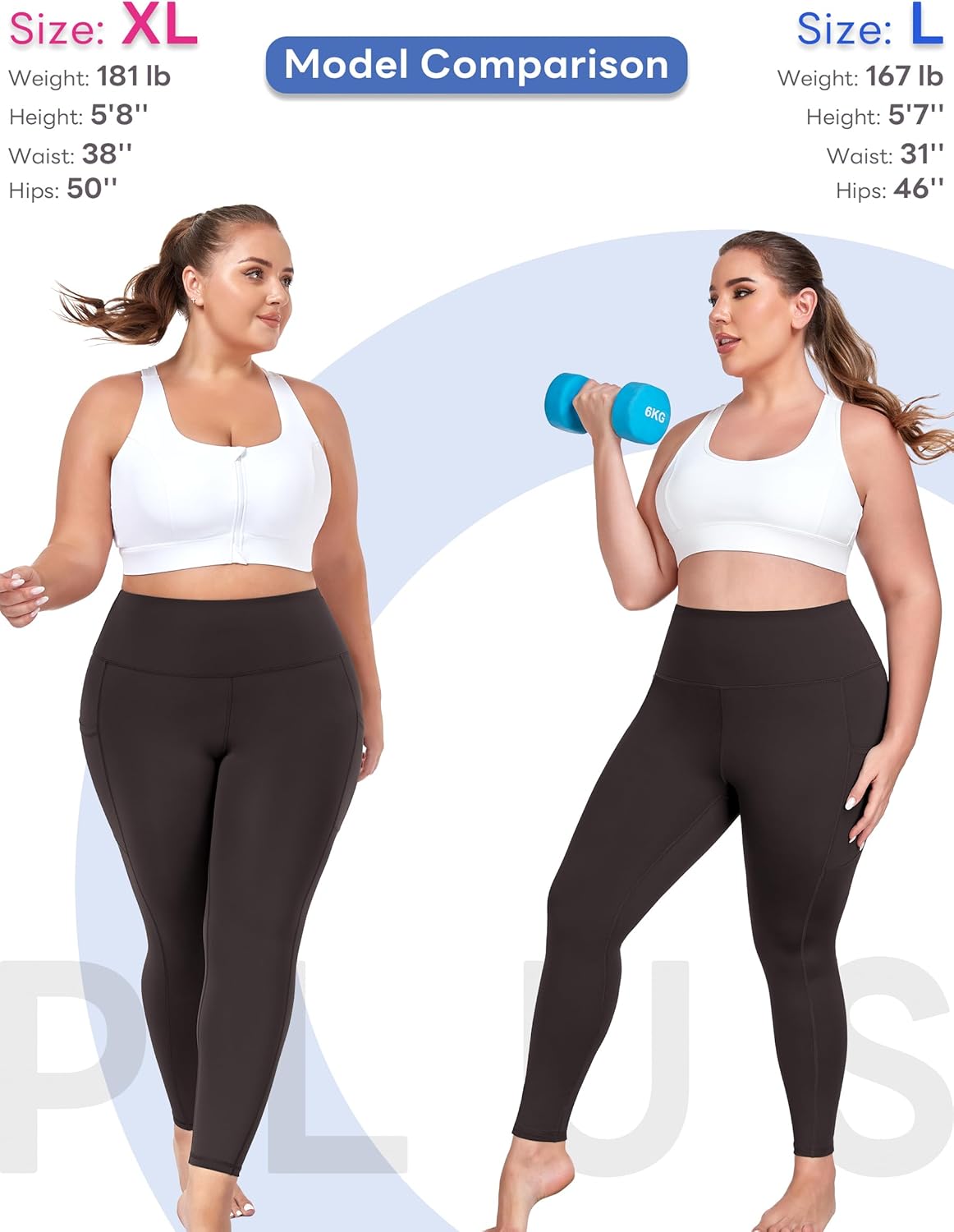 Plus Size Yoga Pants with Pockets, L-6XL Soft Stretch Leggings High Waisted, Tummy Control Thick Workout Leggings 25" - Image 4