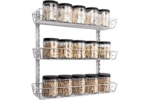SWOMMOLY Adjustable Wall Mount Spice Rack, Walk-In Closet Organizer, 3-Tier Dual-use Storage Solution