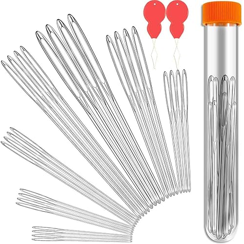 28/35/60 PCS Large-Eye Blunt Needles, Stainless Steel Yarn Knitting Needles,