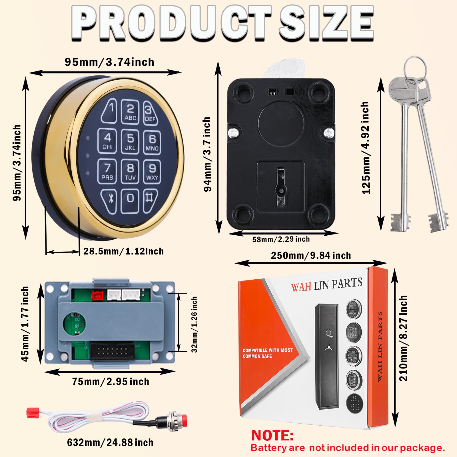 金車　Eiko ons-imp Gun Safe Replacement Lock with Left Swing Bolt Lock and 2