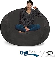 Vista 3 de Chill Sack Puf con espuma Nike Grind puff gigante de espuma viscoelástica de 5 pies para muebles, sofá grande con funda de microfibra suave