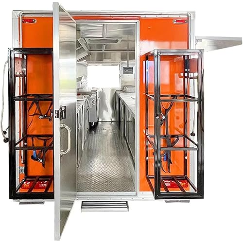 Fully Equipped Food Truck Trailer for Sale, Mobile Kitchen Concession Trailer with Stainless Steel Equipment for Pizza BBQ Burger Taco Hot Dog Coffee Ice Cream, Street Food Catering Vending Business