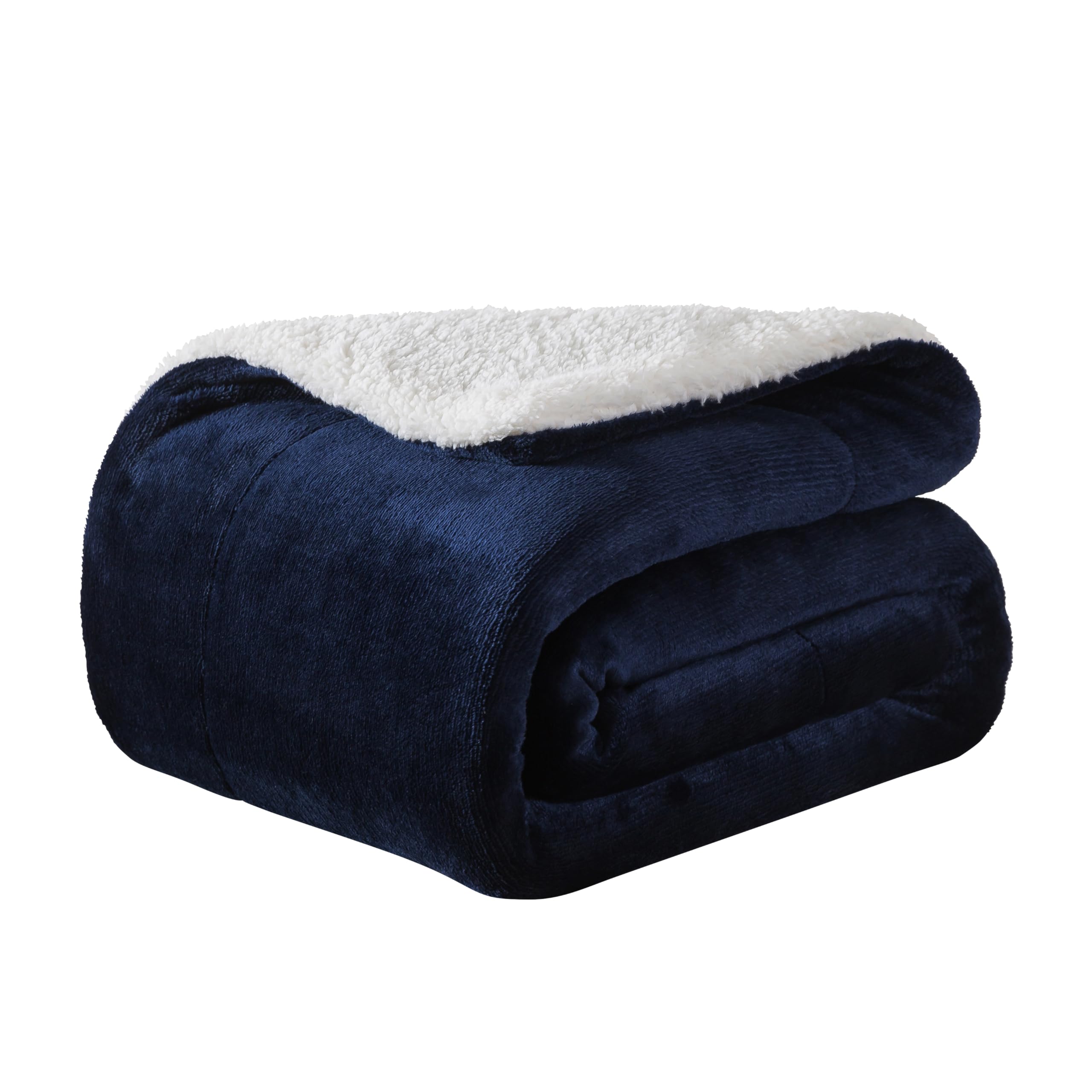WDCOZY WDCOZY Sherpa Fleece Blankets Fuzzy Thick Warm Throw Blanket Super Soft Reversible Luxurious Fluffy Plush for Sofa Couch Bed Home Decor All Seasons Winter Blankets 108"x90" Navy Blue