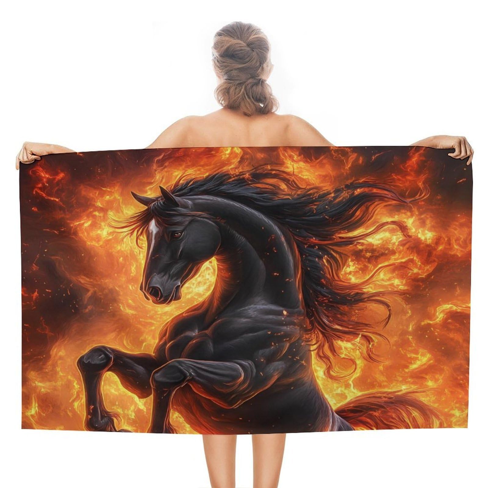 CGSBNGHA Fire Horse Beach Towels Soft Bathroom Bath Pool Swim Towels for Women Men