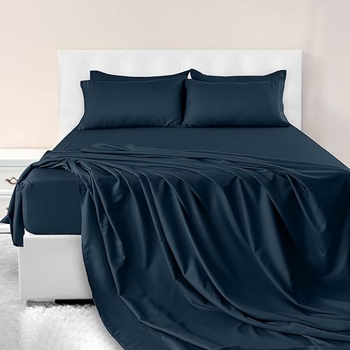 LUX Décor - Juego de sábanas de microfibra ultrasuave de 6 piezas con sábana encimera, sábana bajera y fundas de almohada de 16 pulgadas de