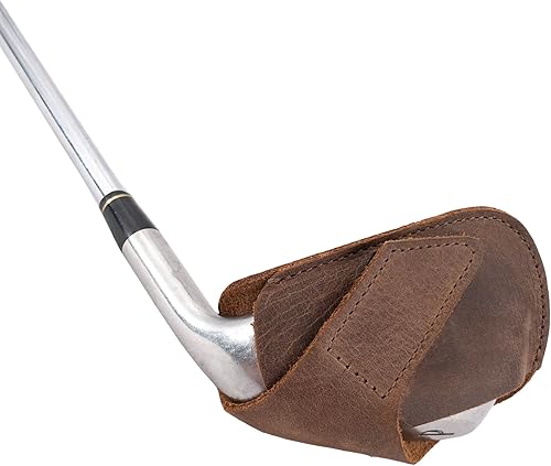 Hide Drink Cubierta para la cabeza del club de golf hecha a mano de cuero de grano completo protector de cabeza de hierro duradero accesorio