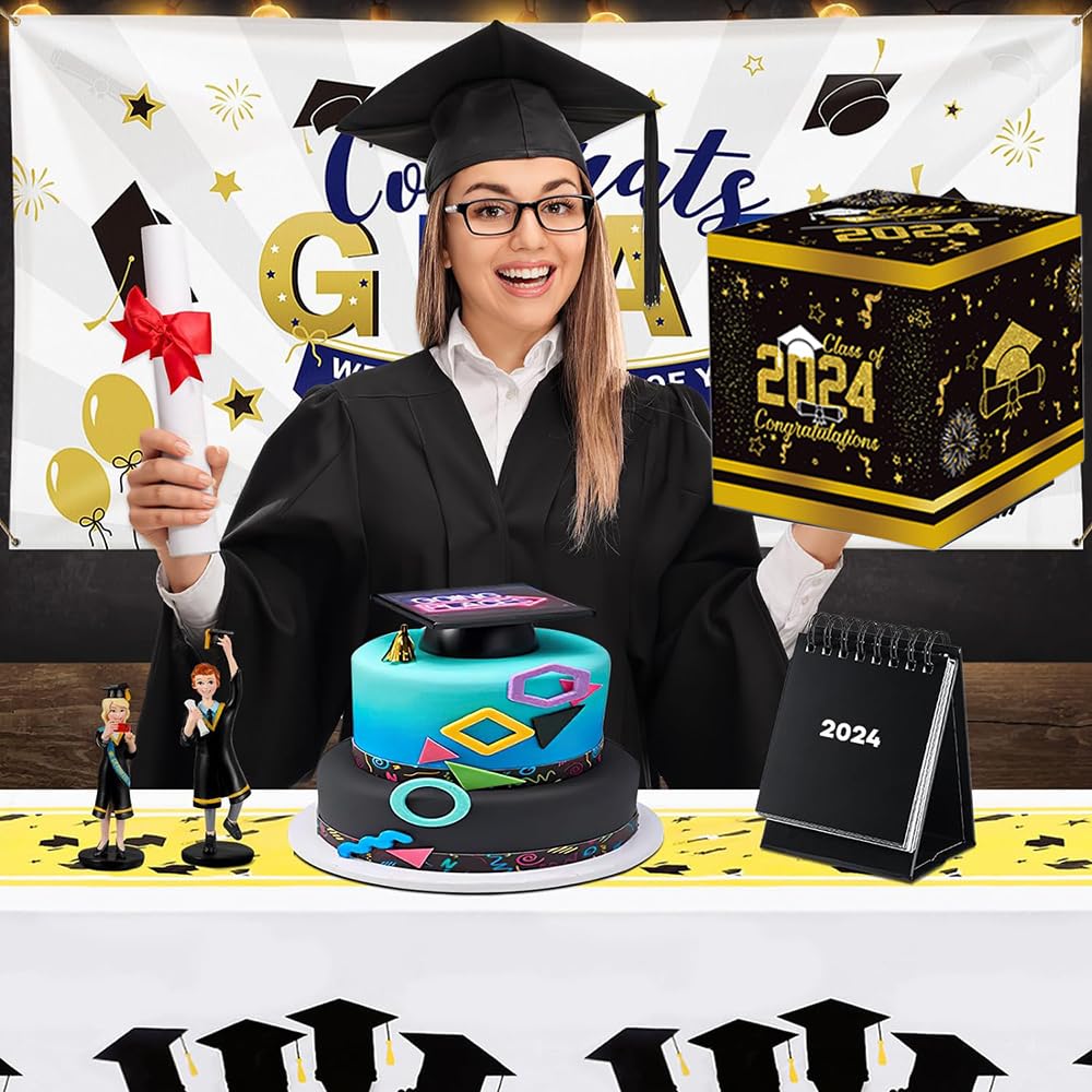 Class Of 2024 Wunschbox GERRIT Graduierung Kartenbox Class Of 2024 -  23x23x23cm Schwarz - Für Abschlussfeiern Matura 2025 Deko, image size:1000x1000